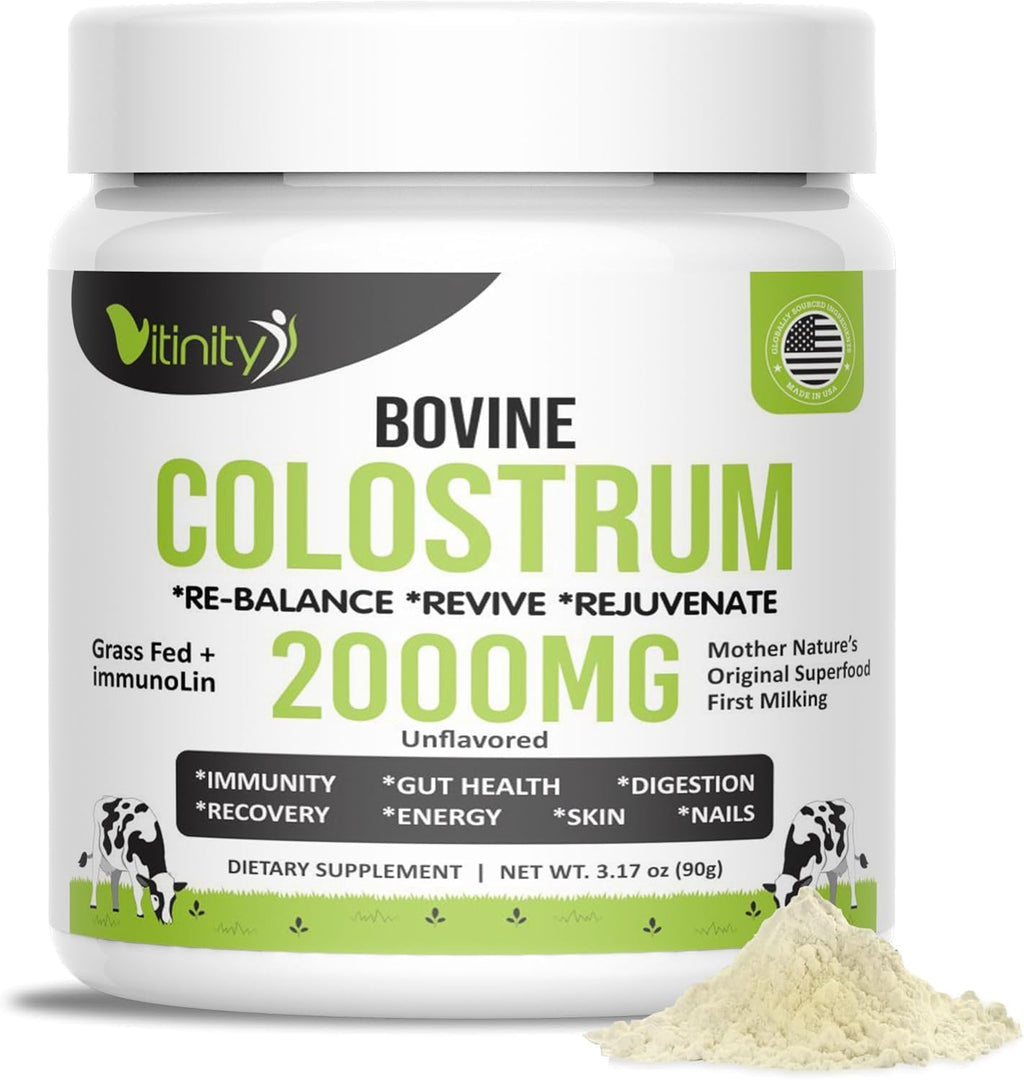 VITINITY Grass-Fed Bovine Colostrum Powder for Humans – Unflavored 90g