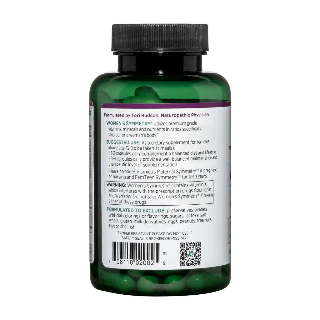 Vitanica Women's Symmetry - High Potency Multivitamin & Mineral (Vegan, 90 Capsules)