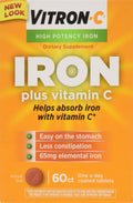 VITRON-C High Potency Iron + Vitamin C Tablets – 60 Ea, 3 Pack