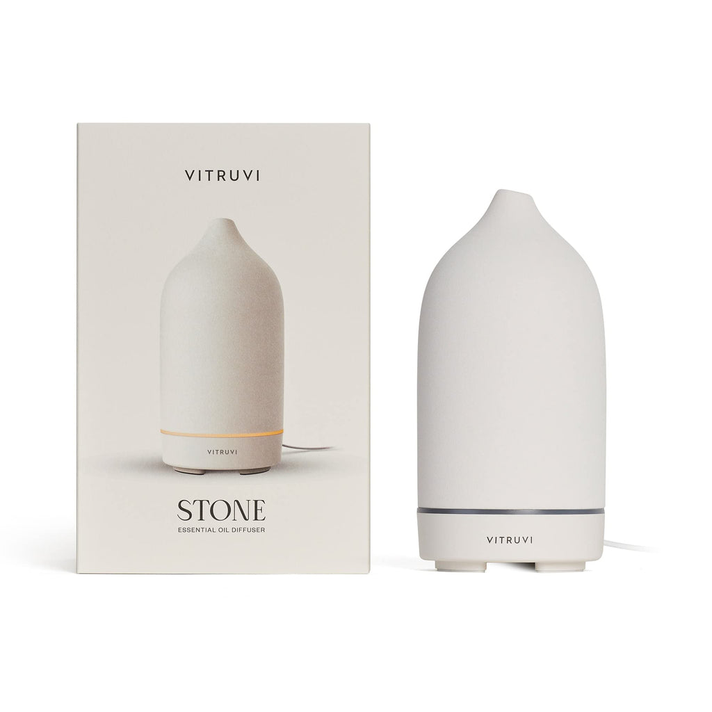 Vitruvi Stone Diffuser – White Ceramic Ultrasonic Essential Oil Diffuser, 90ml
