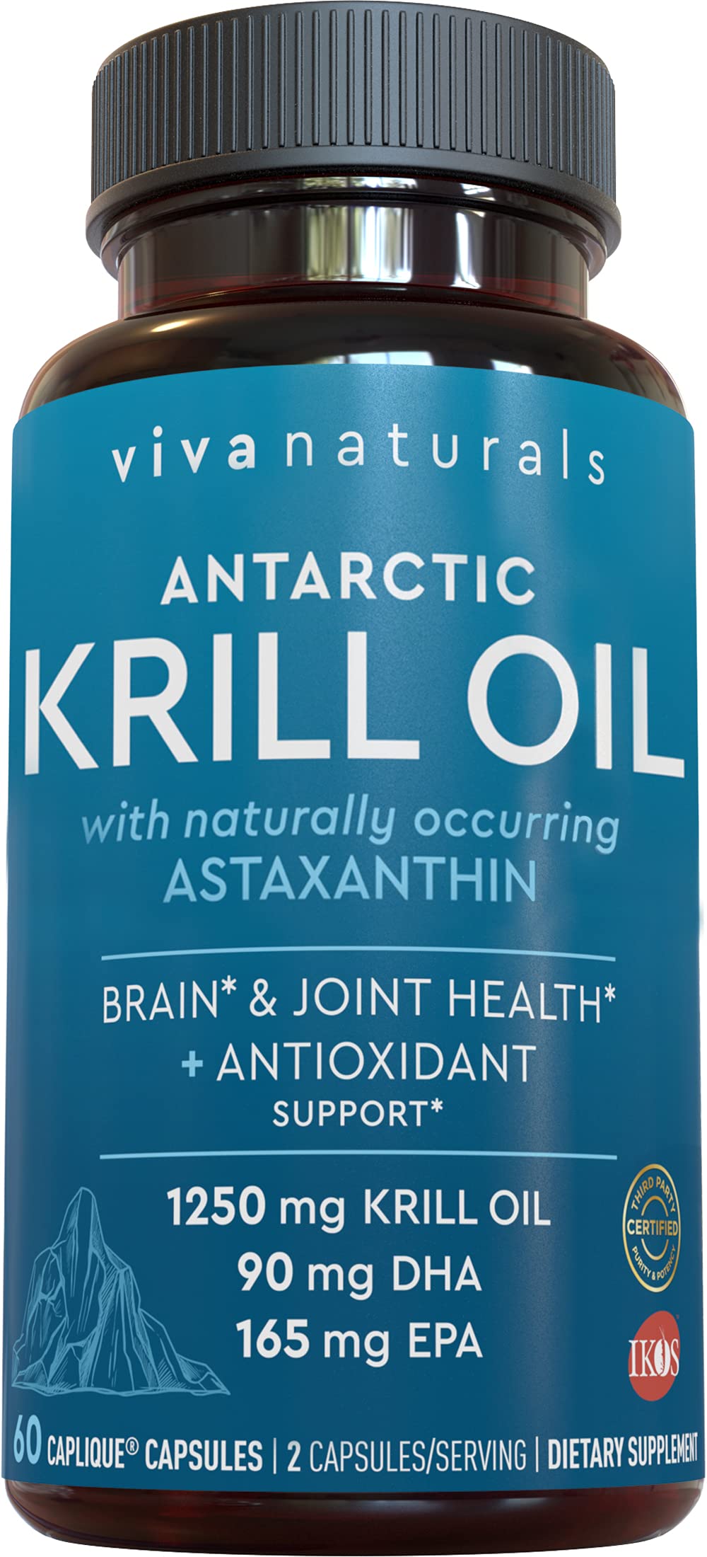 Viva Naturals Antarctic Krill Oil 1250 mg – Omega-3 EPA/DHA + Astaxanthin, Caplique, No Fishy Aftertaste (Pack of 6)