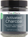 Viva Doria Activated Charcoal Powder – Hardwood Derived, Food Grade, 1.2 oz Glass Jar