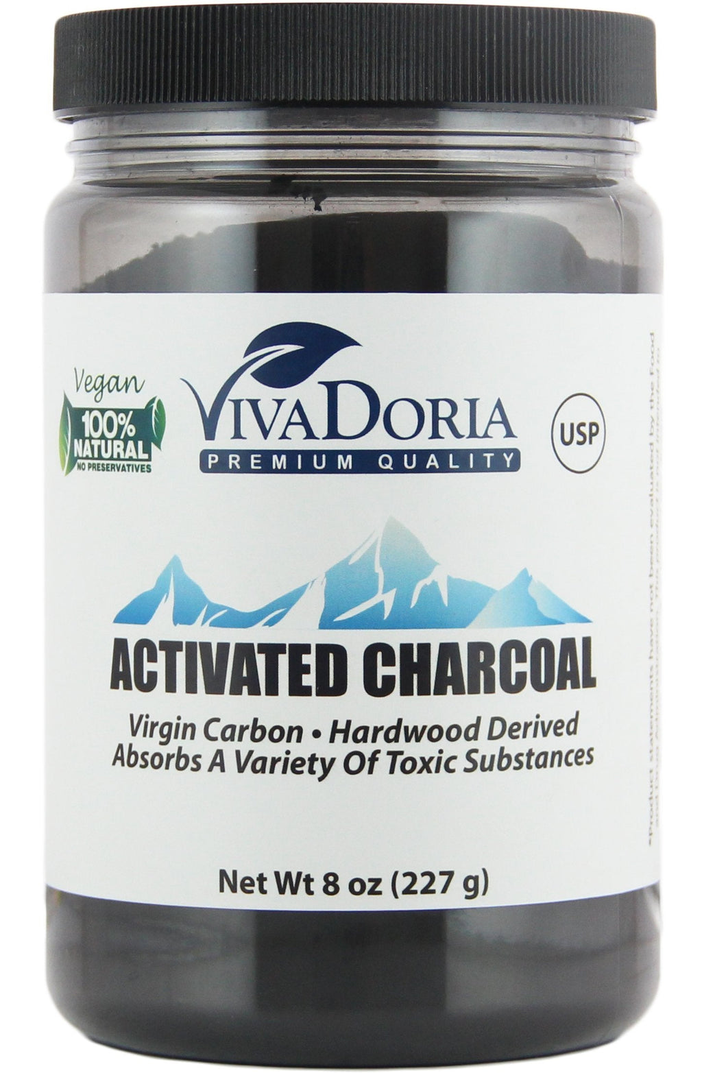 Viva Doria Virgin Activated Charcoal Powder – Hardwood Derived, Food Grade, 8 oz