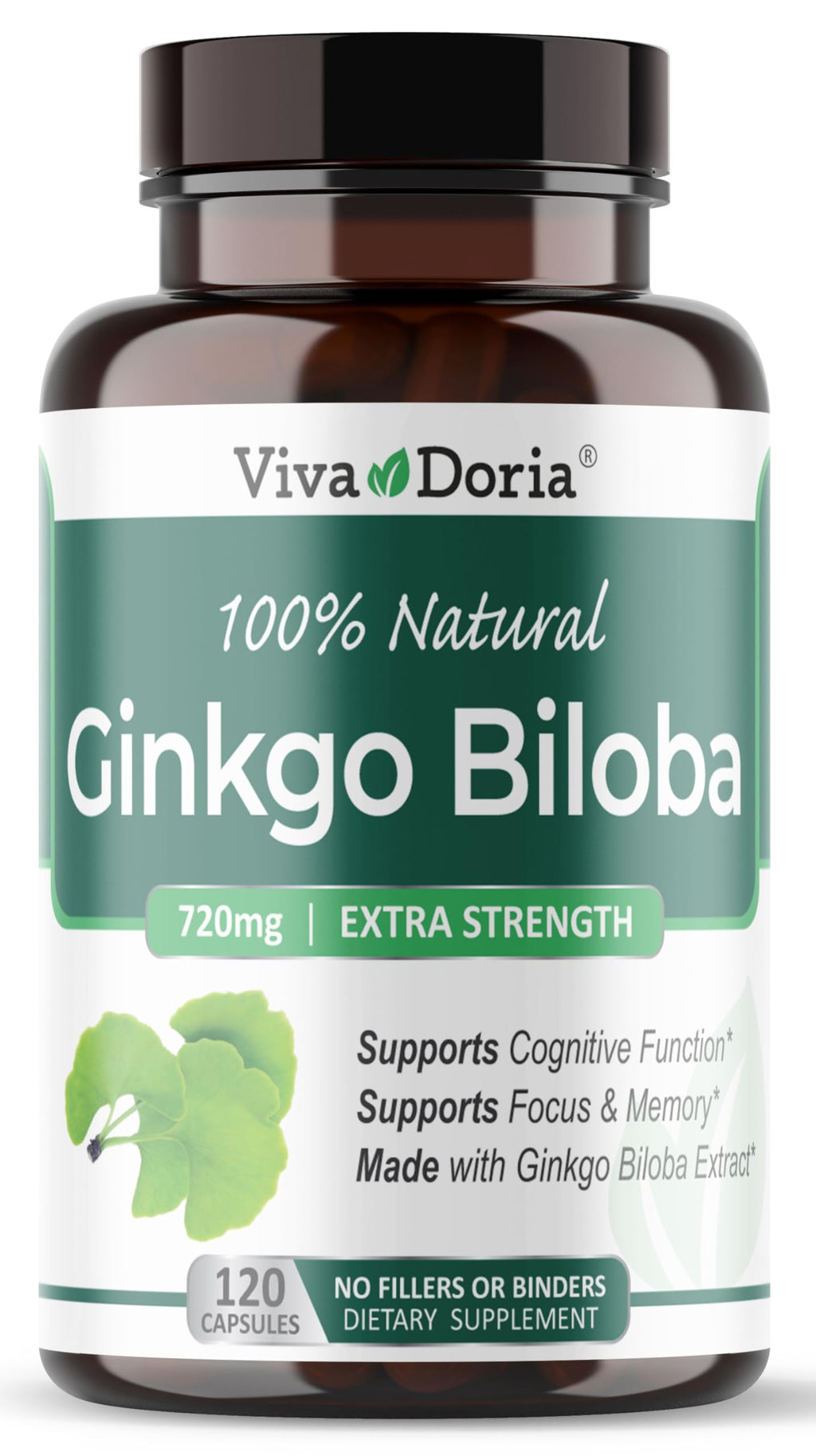Viva Doria Ginkgo Biloba 720mg - Brain Function & Memory Support | 120 Veg Capsules