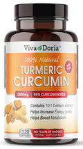 Viva Doria Turmeric Curcumin with Ginger, 95% Standardized Curcuminoids, 1800mg, 120 Capsules