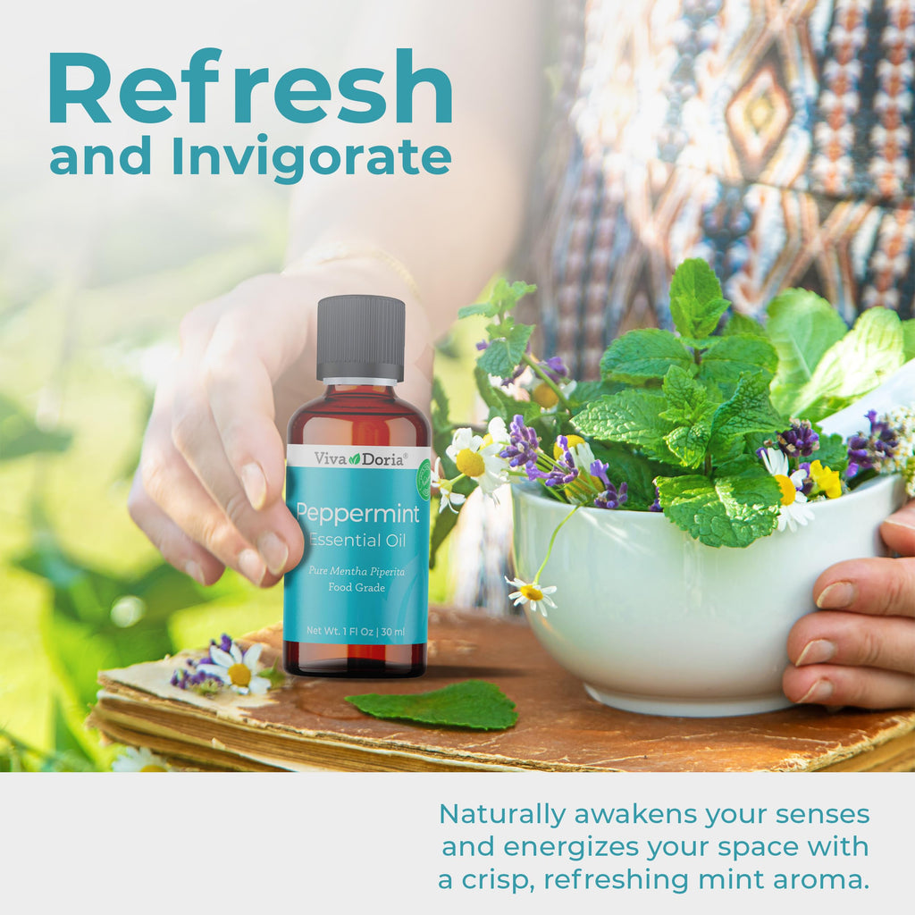 Viva Doria 100% Pure Northwest Peppermint Essential Oil – Undiluted, Food Grade, Steam Distilled, Made in USA, 30 mL