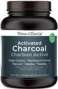 Viva Doria Virgin Activated Charcoal Powder - Hardwood Derived, Food Grade, 16 oz (1 lb)