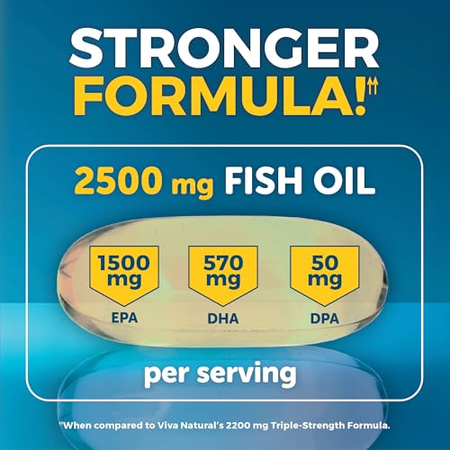 Viva Naturals Triple Strength Omega-3 Fish Oil - 2250 mg Omega-3, 90 Softgels, IFOS Certified