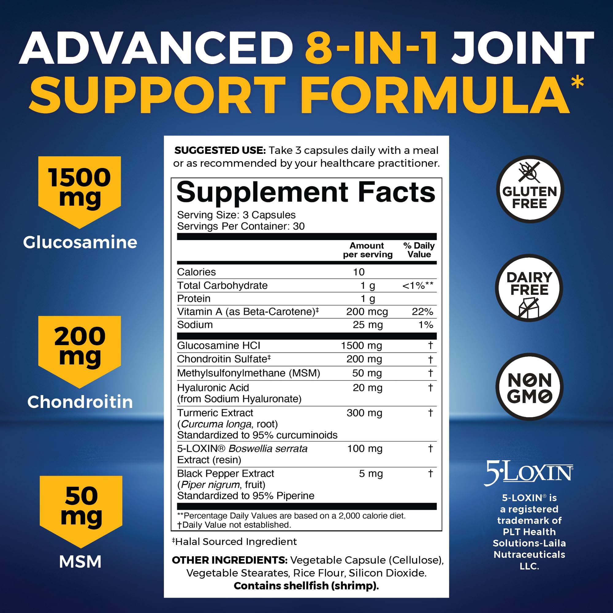 Viva Naturals Glucosamine Chondroitin MSM - 90 Capsules | Joint Health Support