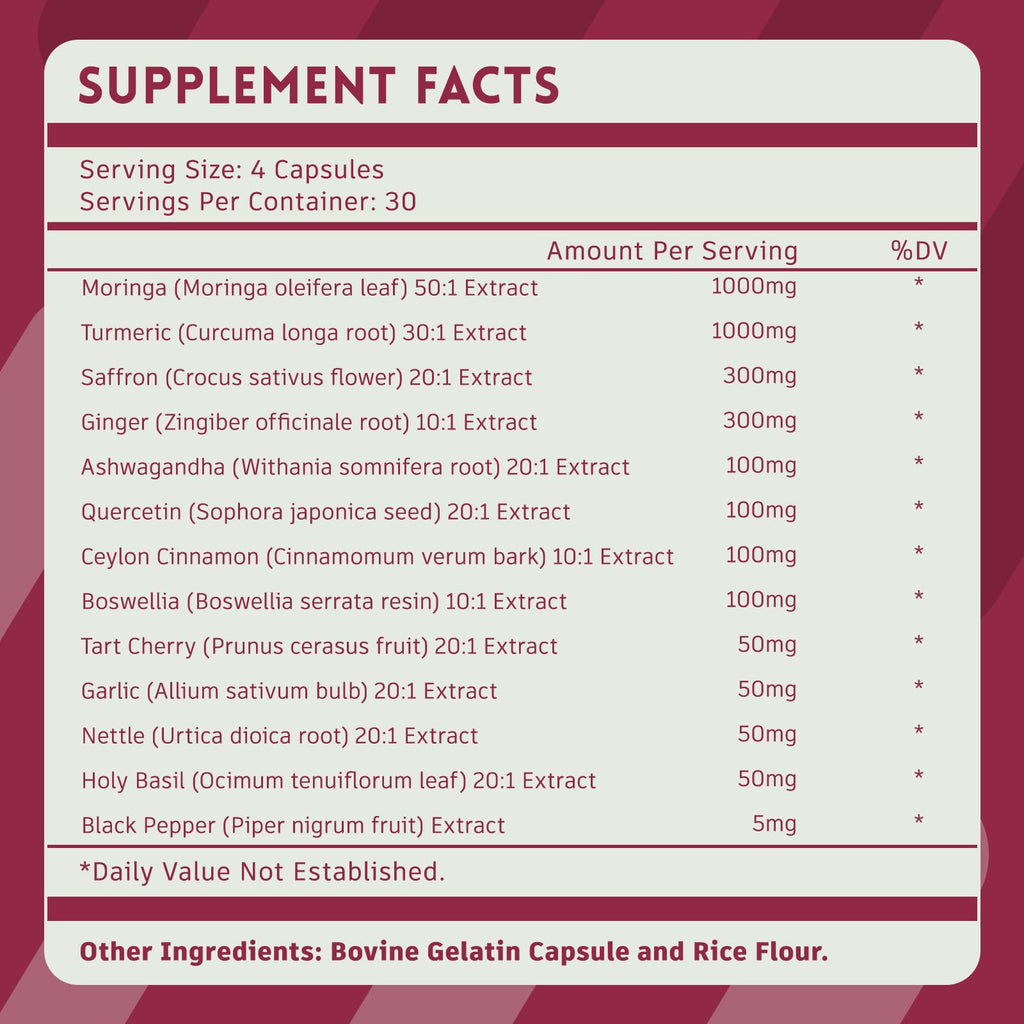vivcmin 2-Pack Moringa Capsules 1000 mg | Turmeric, Ginger, Quercetin, Saffron | 240 Caps