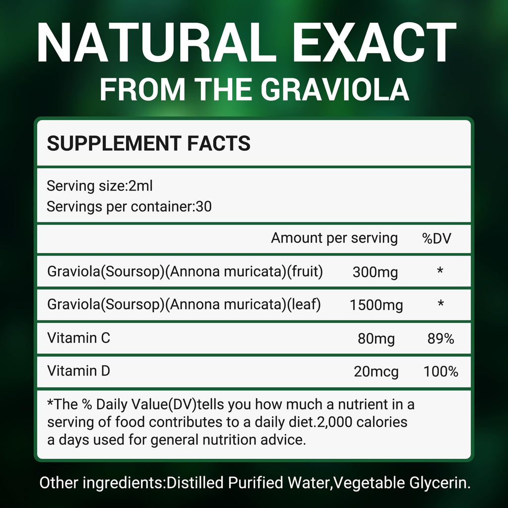 vivcmin Graviola Soursop Liquid – Immune Support, Sleep & Relaxation, 2 Fl Oz