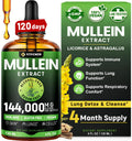 vivcmin Mullein Drops for Lungs with Licorice & Astragalus, Respiratory & Immune Support, Lung Detox for Smokers Tincture, Mullein Leaf Extract for Lung Cleanse, Sugar & Alcohol-Free, 4 fl oz
