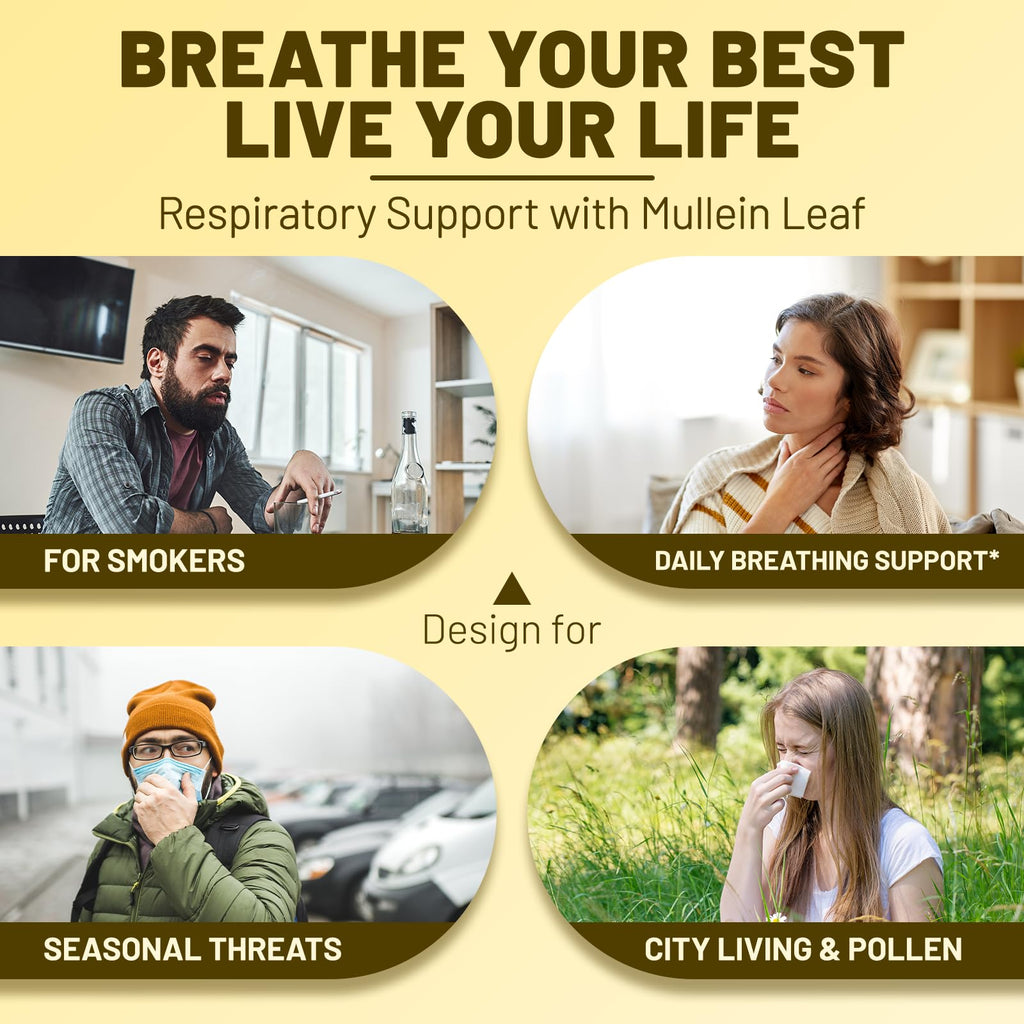 vivcmin Mullein Drops for Lungs with Licorice & Astragalus, Respiratory & Immune Support, Lung Detox for Smokers Tincture, Mullein Leaf Extract for Lung Cleanse, Sugar & Alcohol-Free, 4 fl oz