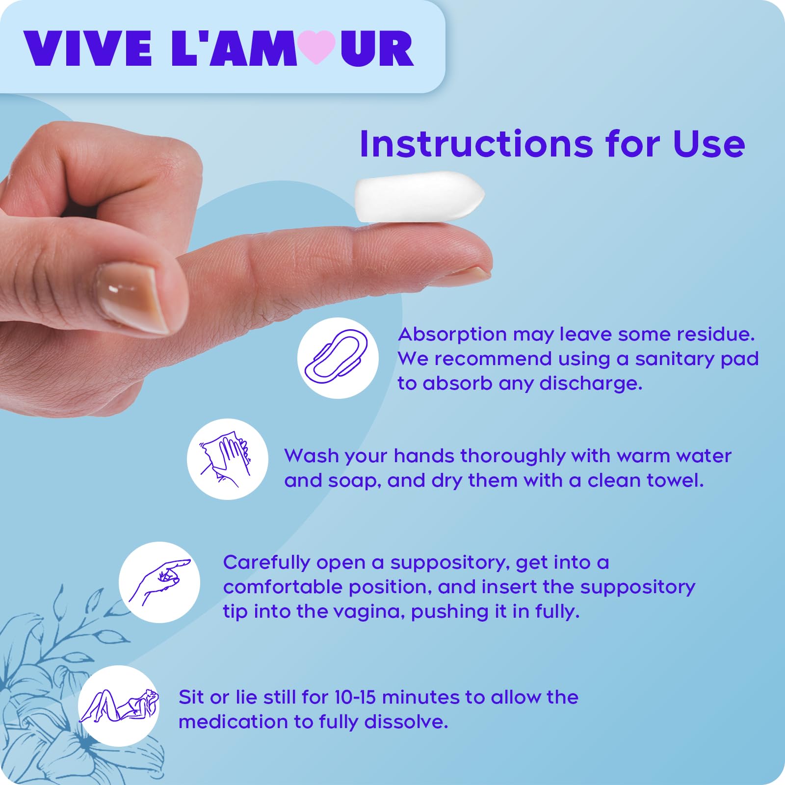 Vive L'Amour 1.5% Hyaluronic Acid Vaginal Suppositories — Continuous Hydration (12 Inserts)