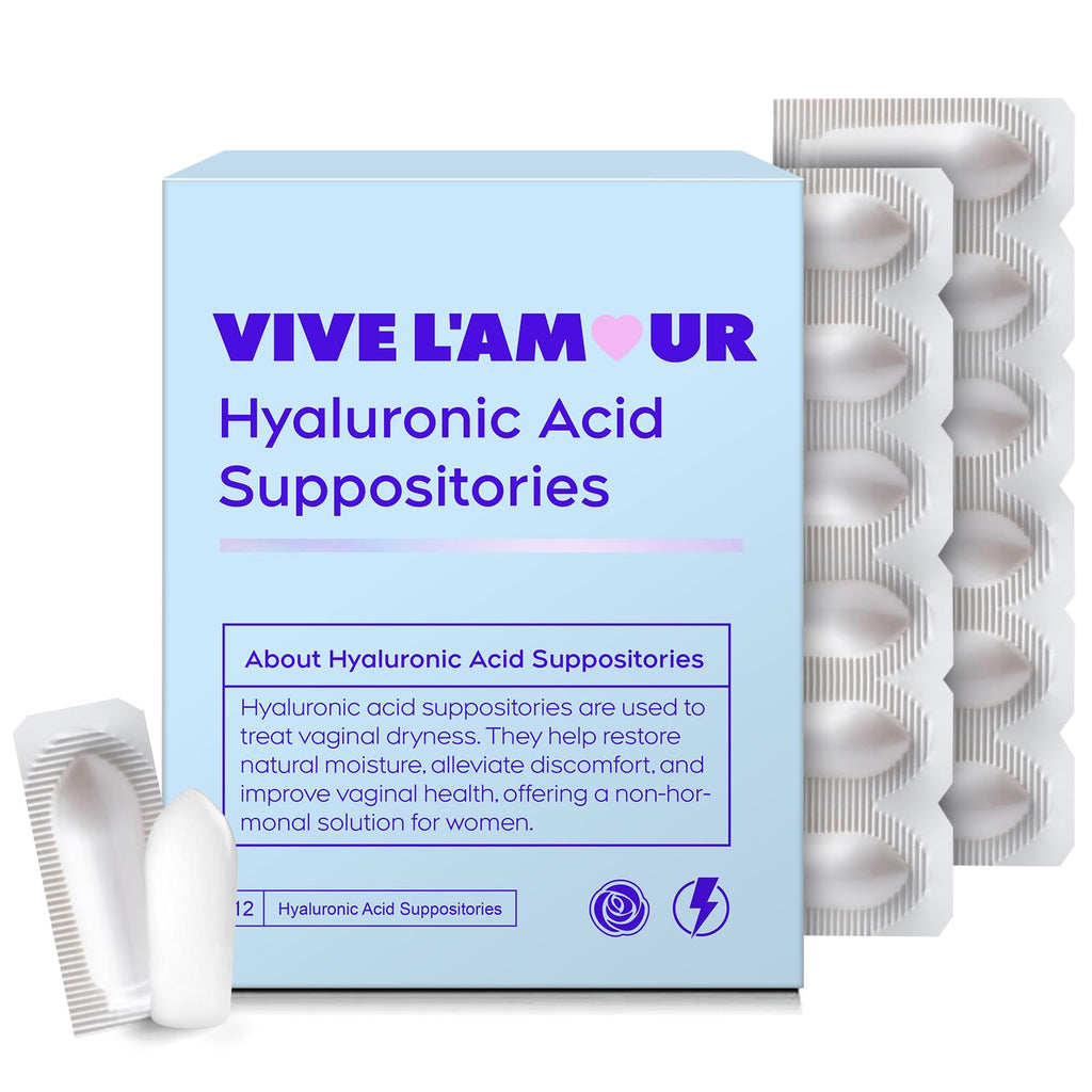 Vive L'Amour 1.5% Hyaluronic Acid Vaginal Suppositories — Continuous Hydration (12 Inserts)
