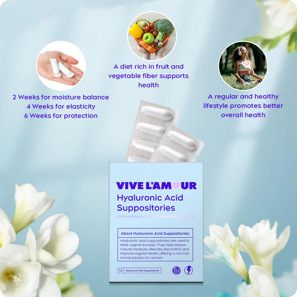 Vive L'Amour 1.5% Hyaluronic Acid Vaginal Suppositories — Continuous Hydration (12 Inserts)