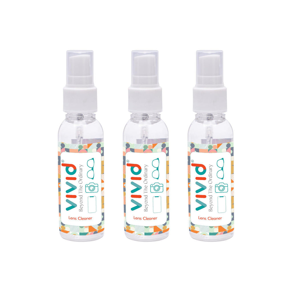 VividVision myclean Lens Cleaning Solution Spray – No Detergent, No Foam – 50 ml Pack of 3 for Glasses, Screens & Cameras