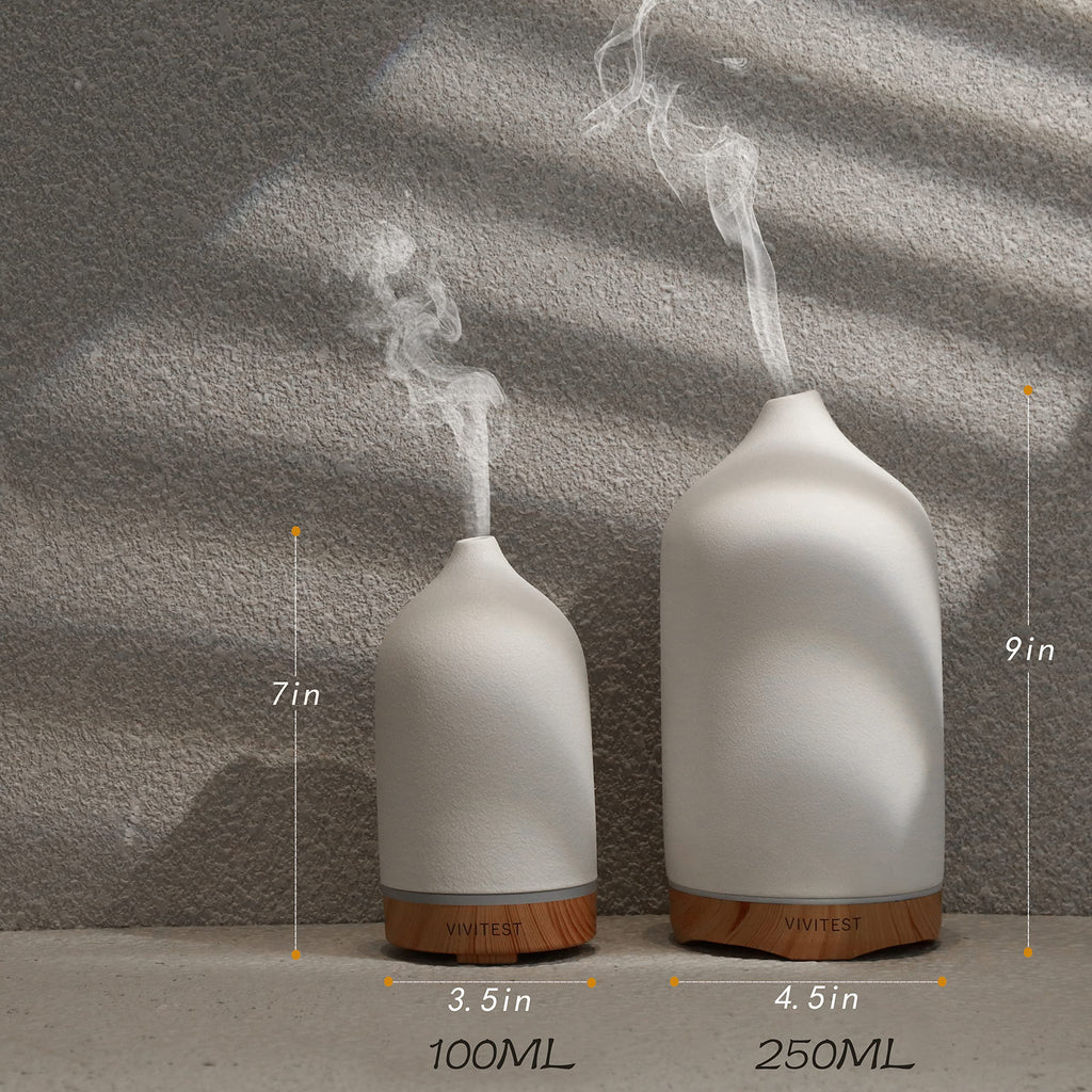 VIVITEST 200ml Ceramic Essential Oil Diffuser | Ultrasonic Aromatherapy Diffuser for Home