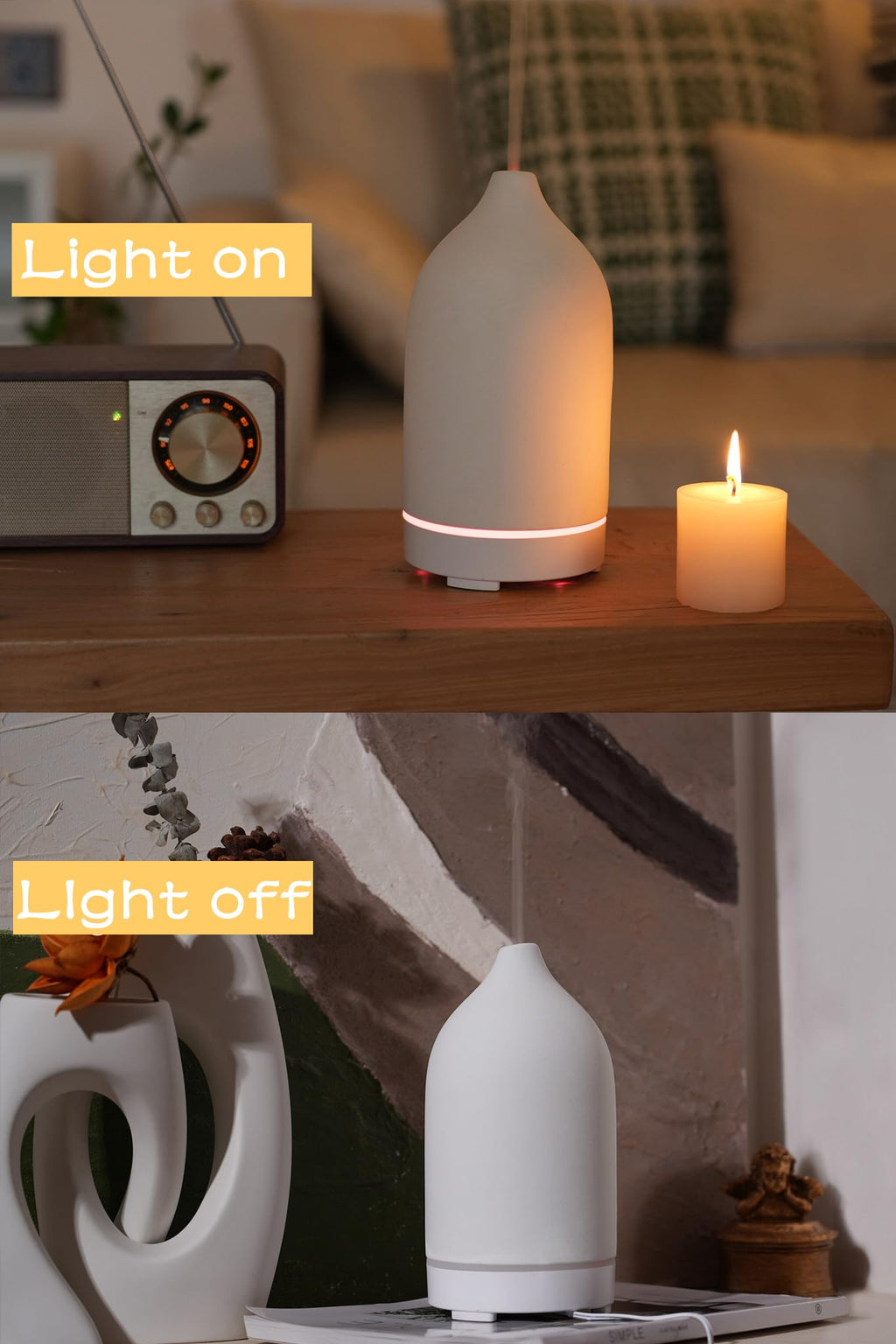 VIVITEST Stone Diffuser 200ML – Ultrasonic Essential Oil Diffuser for Home (White)