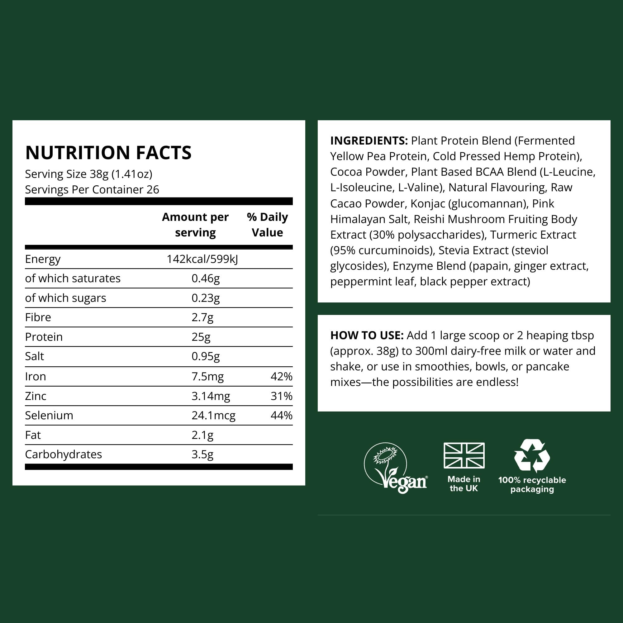 Vivo Life Perform Plant Protein Powder – Pea & Hemp with BCAA | Banana Cinnamon | 34.85 oz