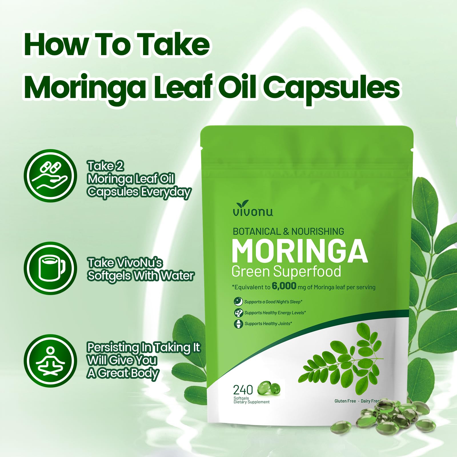 Pure Moringa Capsules 6000mg | 120 Day Supply | Liposomal 98% Absorption