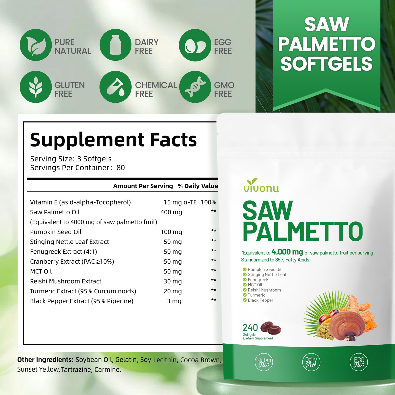VivoNu Pumpkin Seed Oil + Saw Palmetto Softgels – Cold Pressed