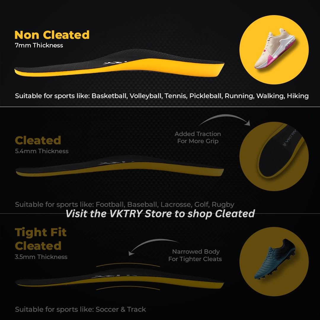 VKTRY Gold for Non-Cleated Shoes | Carbon Fiber Insoles for Customized Athletic Inserts