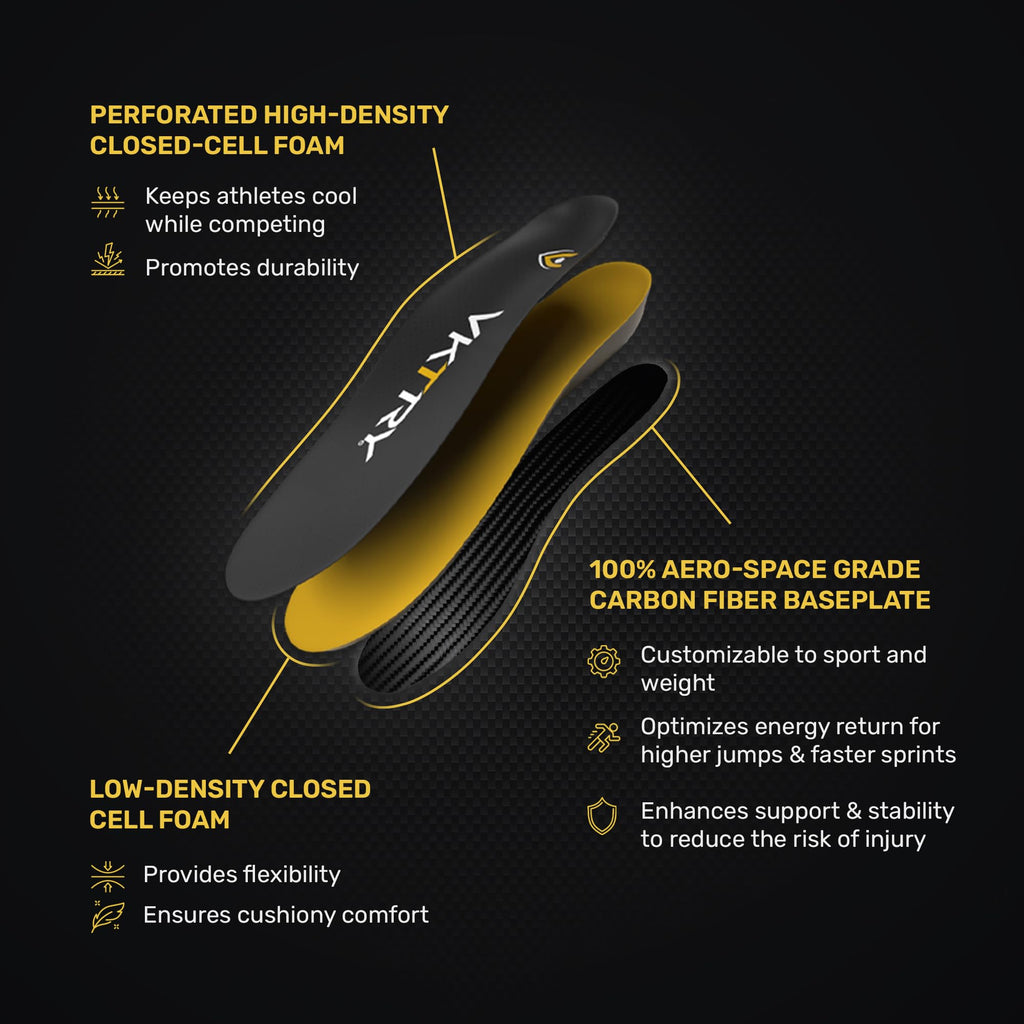 VKTRY Gold for Non-Cleated Shoes | Carbon Fiber Insoles for Customized Athletic Inserts
