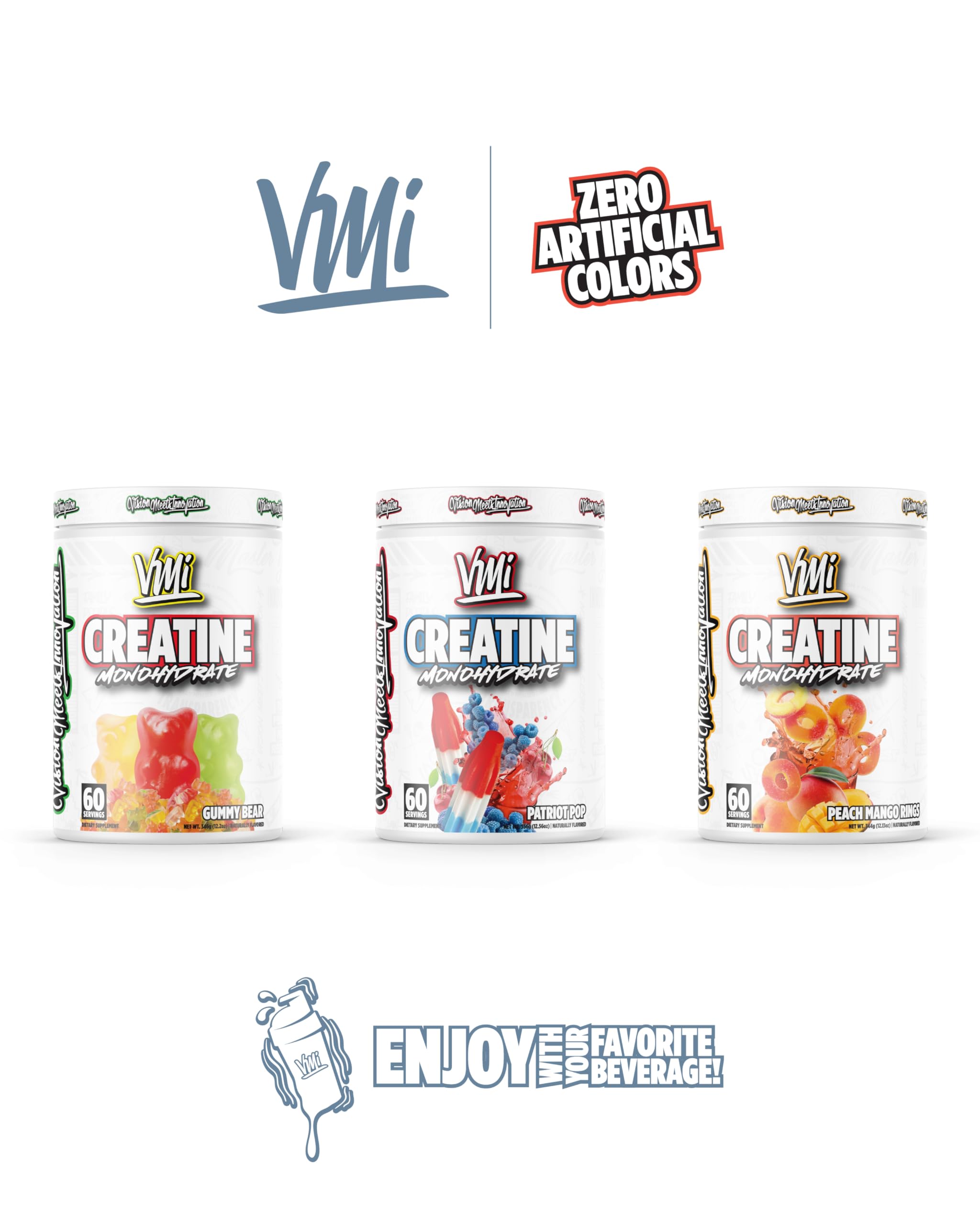 VMI Sports Creatine Monohydrate Powder – 5 g Serving, 60 Servings, Gummy Bear Flavor