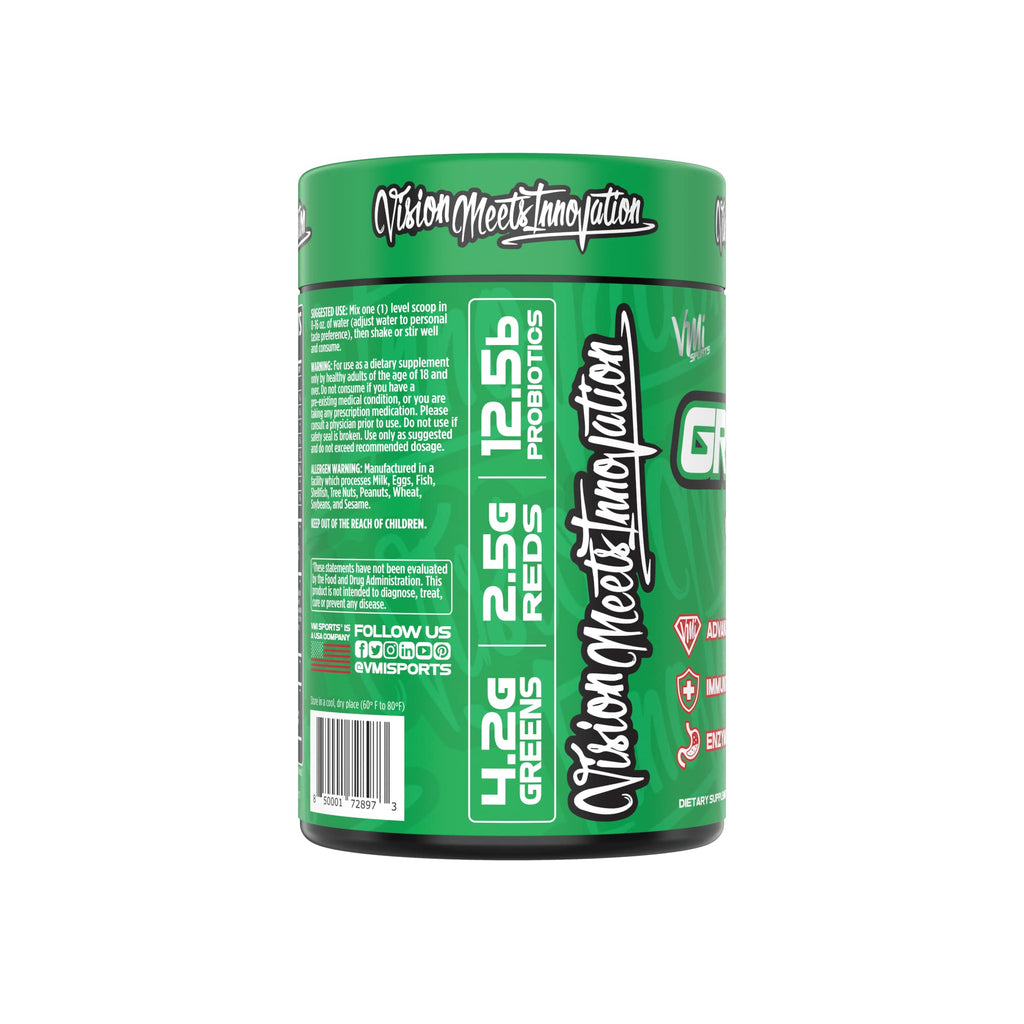 VMI Greens + Reds: Immunity & Gut Health Superfood | 30 Servings Strawberry Kiwi