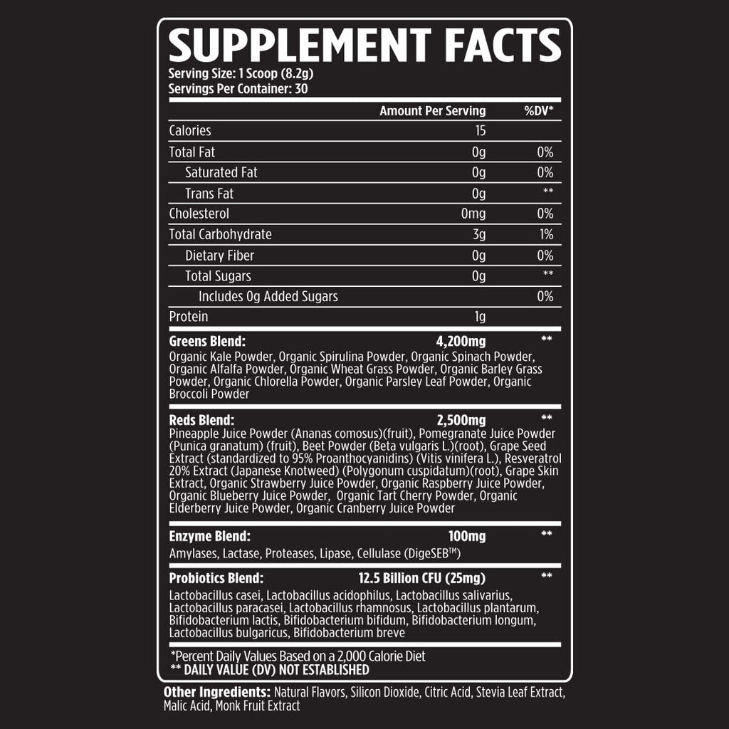 VMI Greens + Reds: Immunity & Gut Health Superfood | 30 Servings Strawberry Kiwi