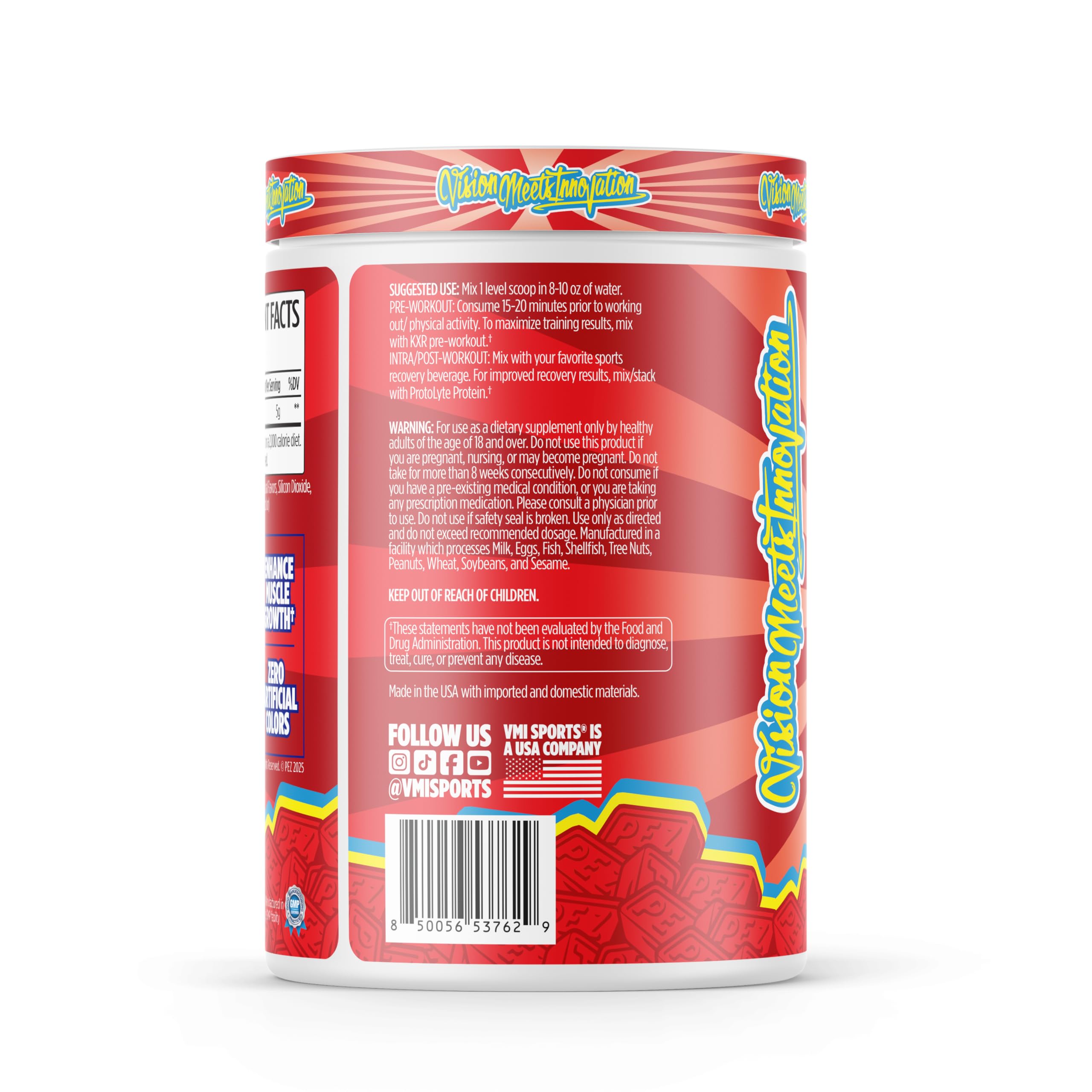 VMI Sports Creatine Monohydrate Powder – 5g Serving, 60 Servings, PEZ Cherry