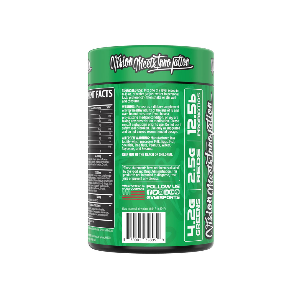 VMI Sports Greens + Reds – Advanced Immunity & Gut Health Superfood | 30 Servings (Raspberry Lemonade)