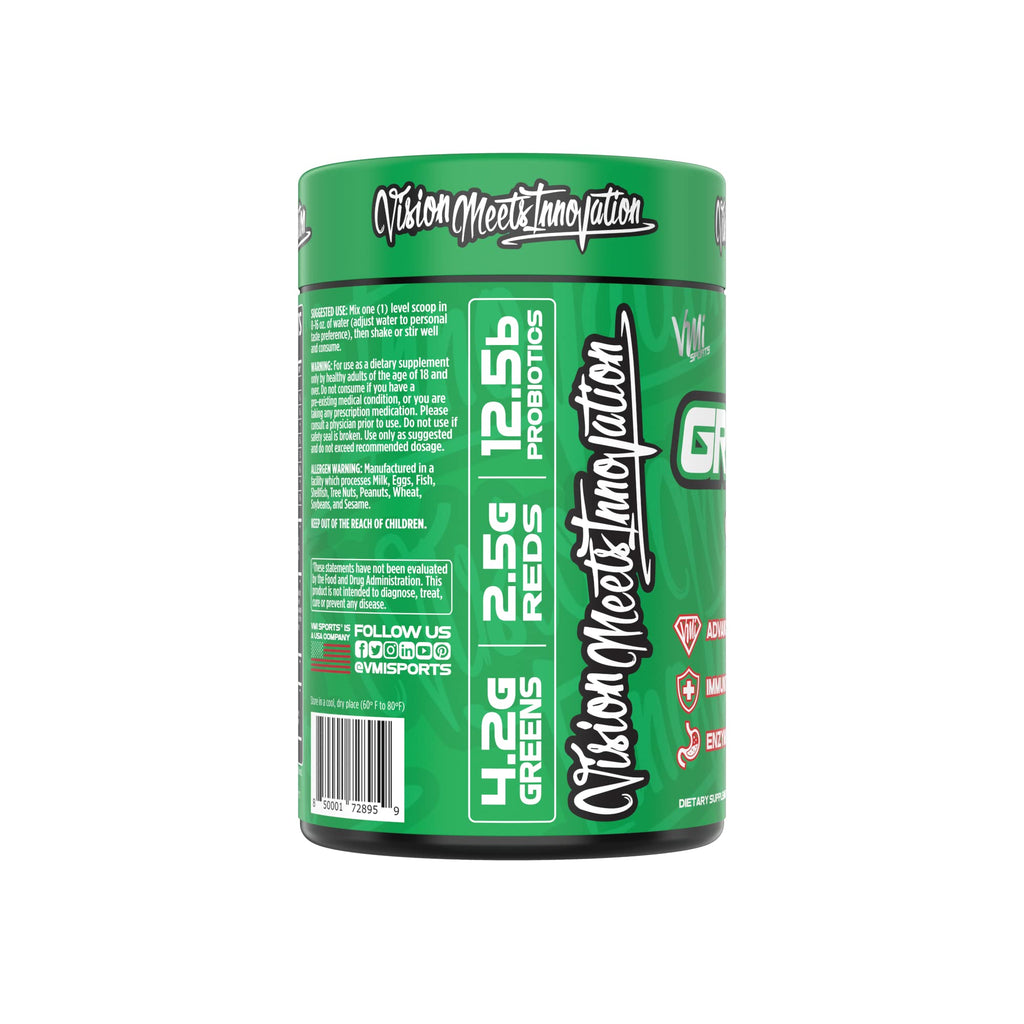VMI Sports Greens + Reds – Advanced Immunity & Gut Health Superfood | 30 Servings (Raspberry Lemonade)