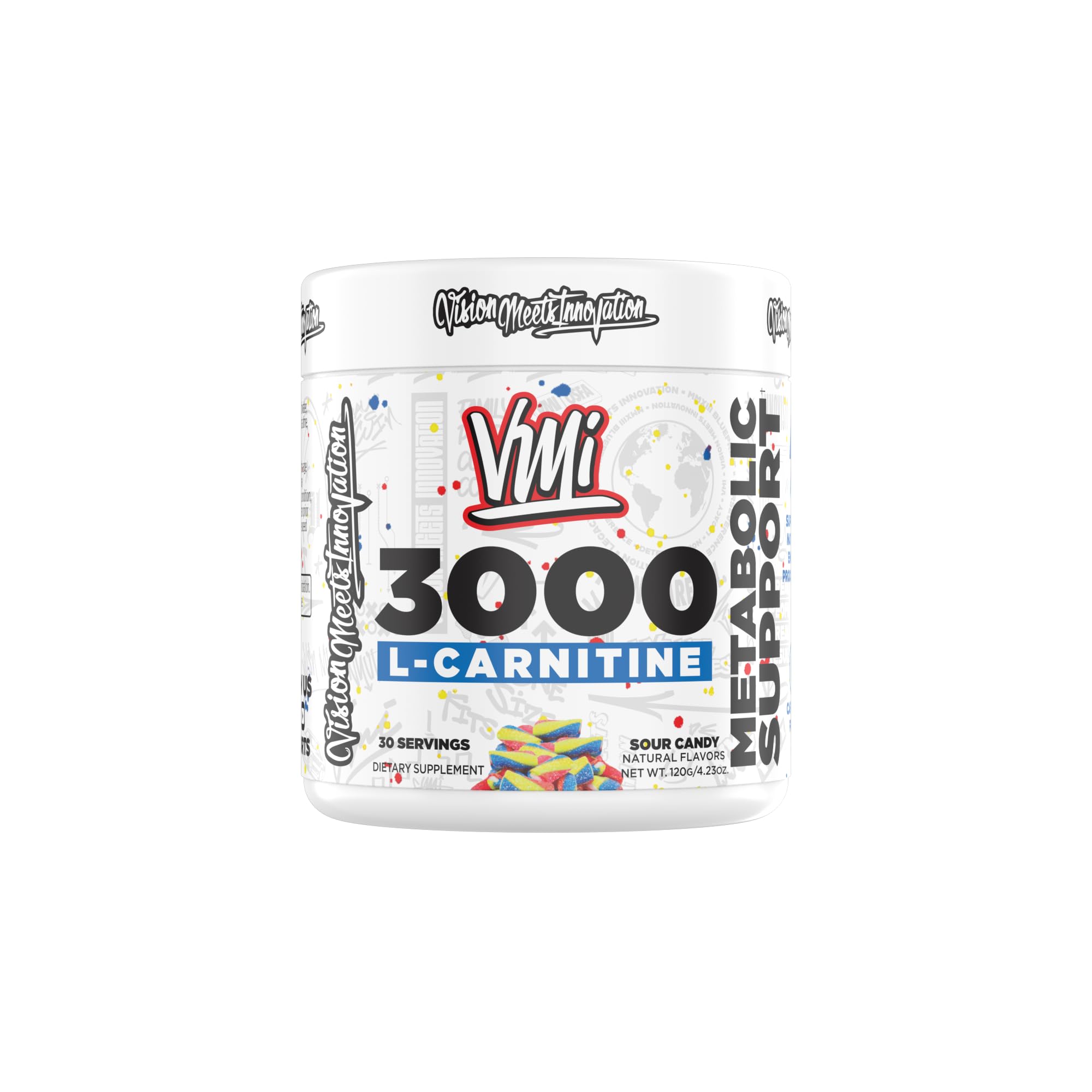 VMI Sports L-Carnitine 3000 Powder - 3000 mg, 30 Servings, Sour Candy