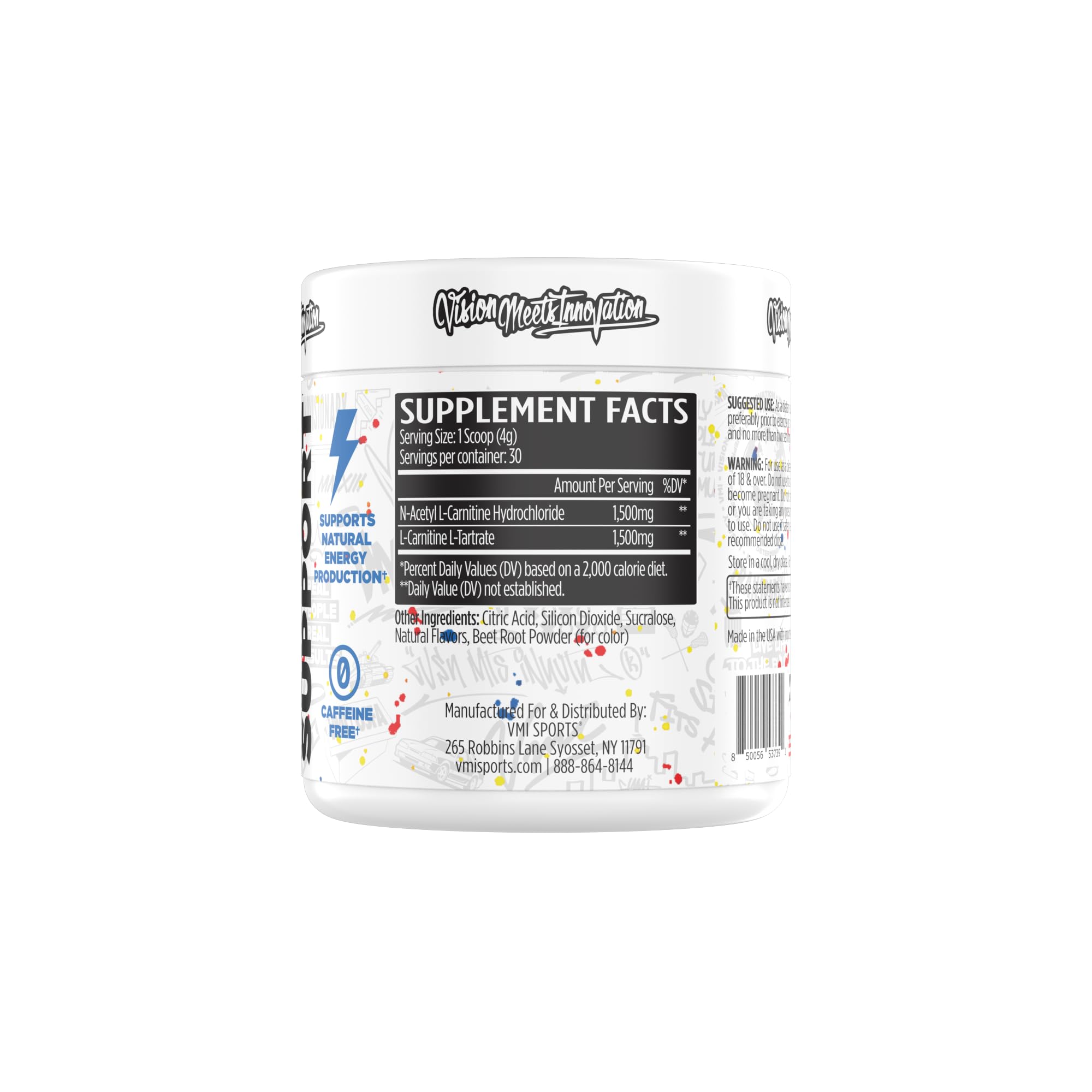 VMI Sports L-Carnitine 3000 Powder - 3000 mg, 30 Servings, Sour Candy