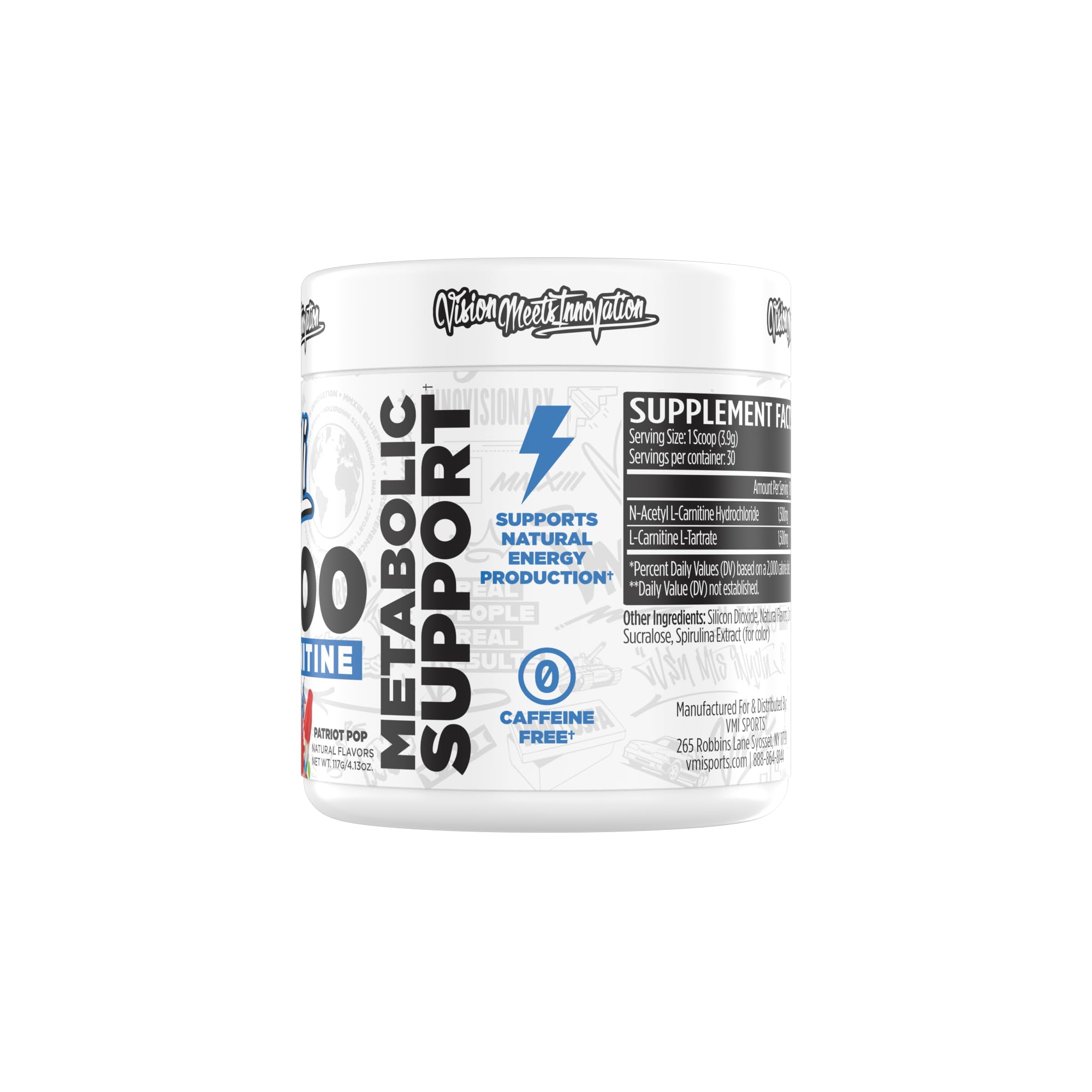 VMI Sports L-Carnitine 3000 Powder – 3000 mg/serving | Patriot Pop | 30 Servings