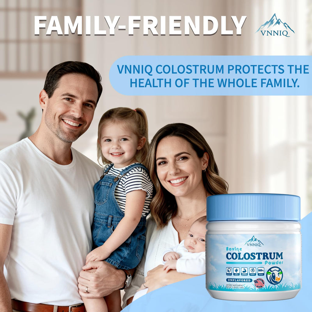 VNNIQ Bovine Colostrum Powder – 3X Absorption, 3,000 mg IgG, Organic Grass-Fed, Ultra-Low Temp Freeze-Dried, 50 Servings