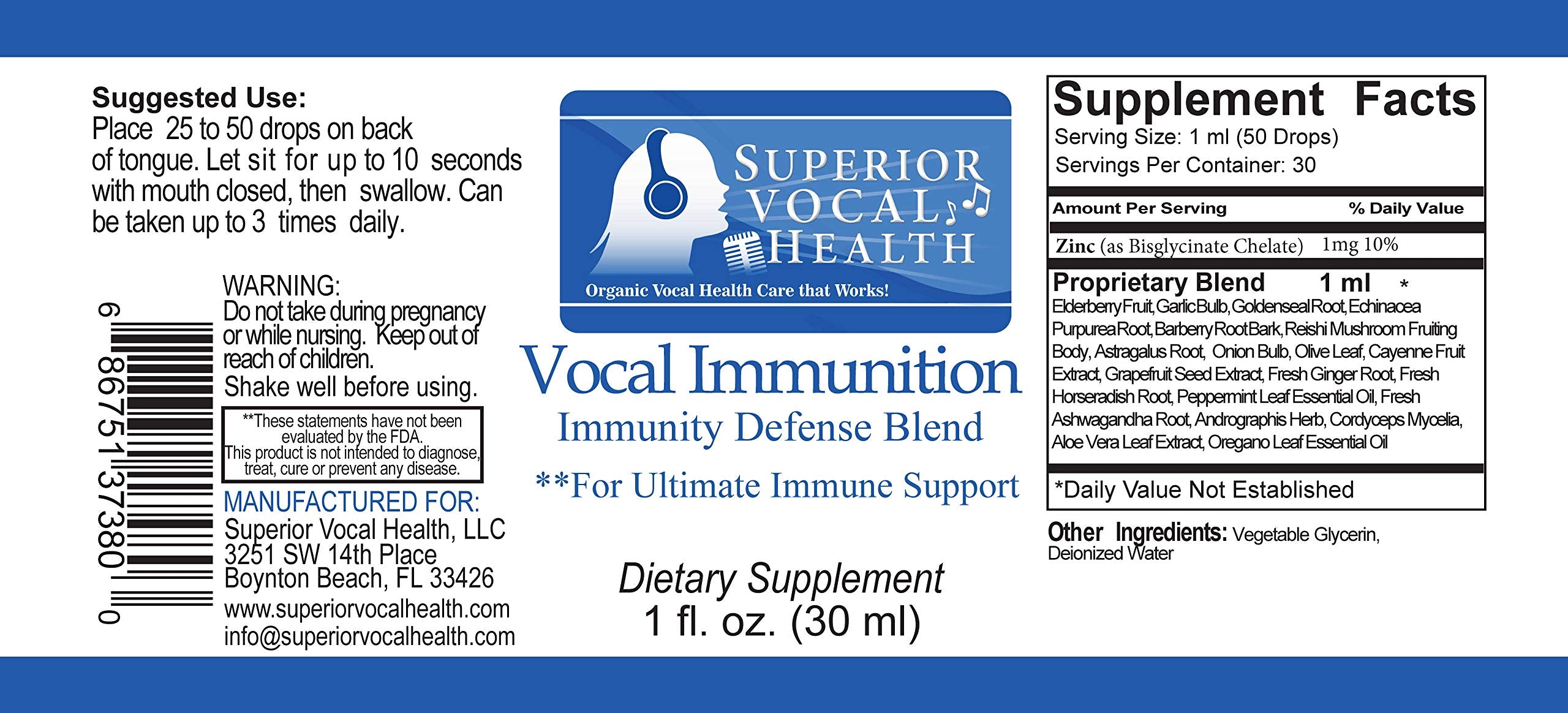 Superior Vocal Health: Vocal Immunition Immune Formula for Singers