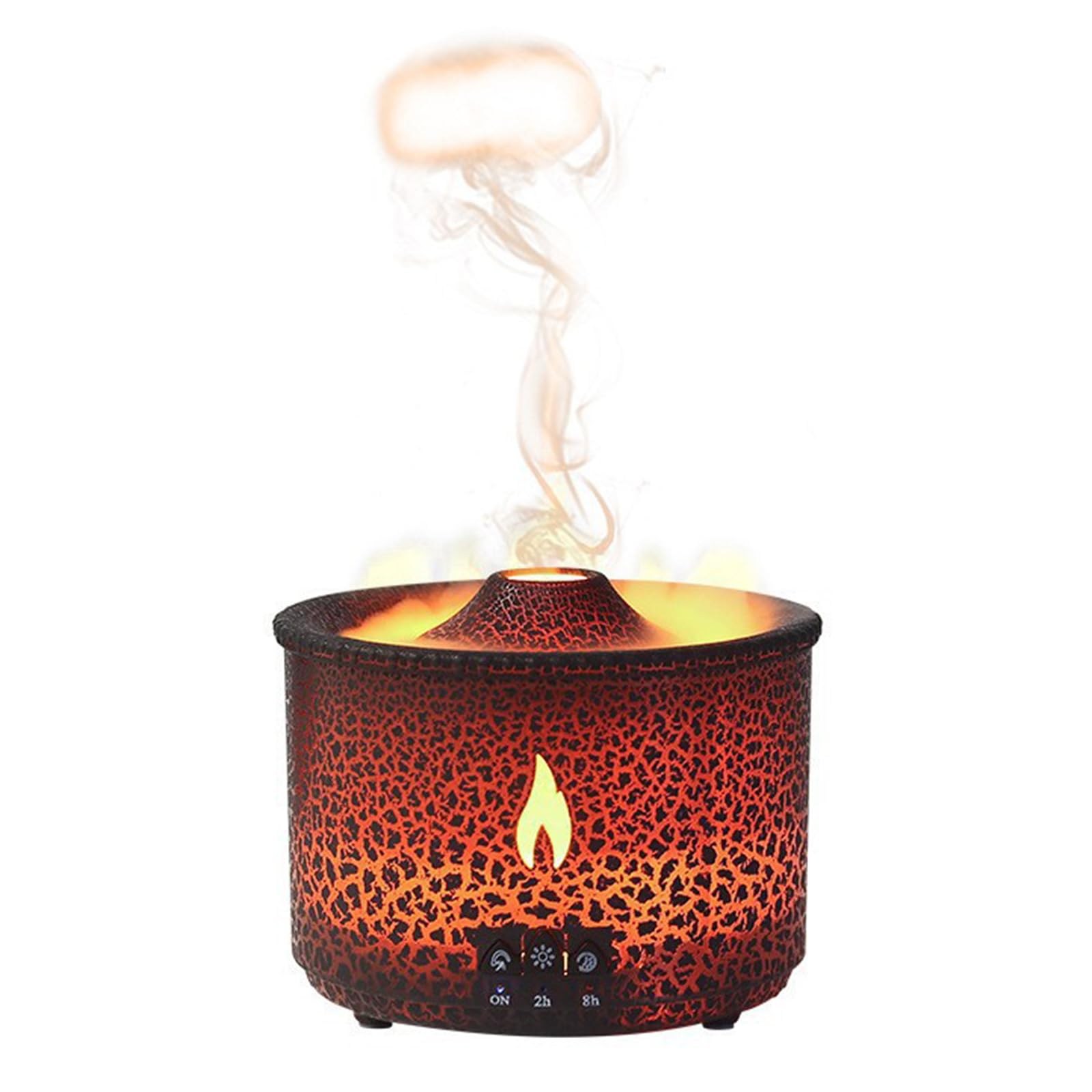 Volcano Humidifier Quiet Flame Diffuser – 300ml, 2 Modes, Remote, Auto Shut-Off (Red & Blue)