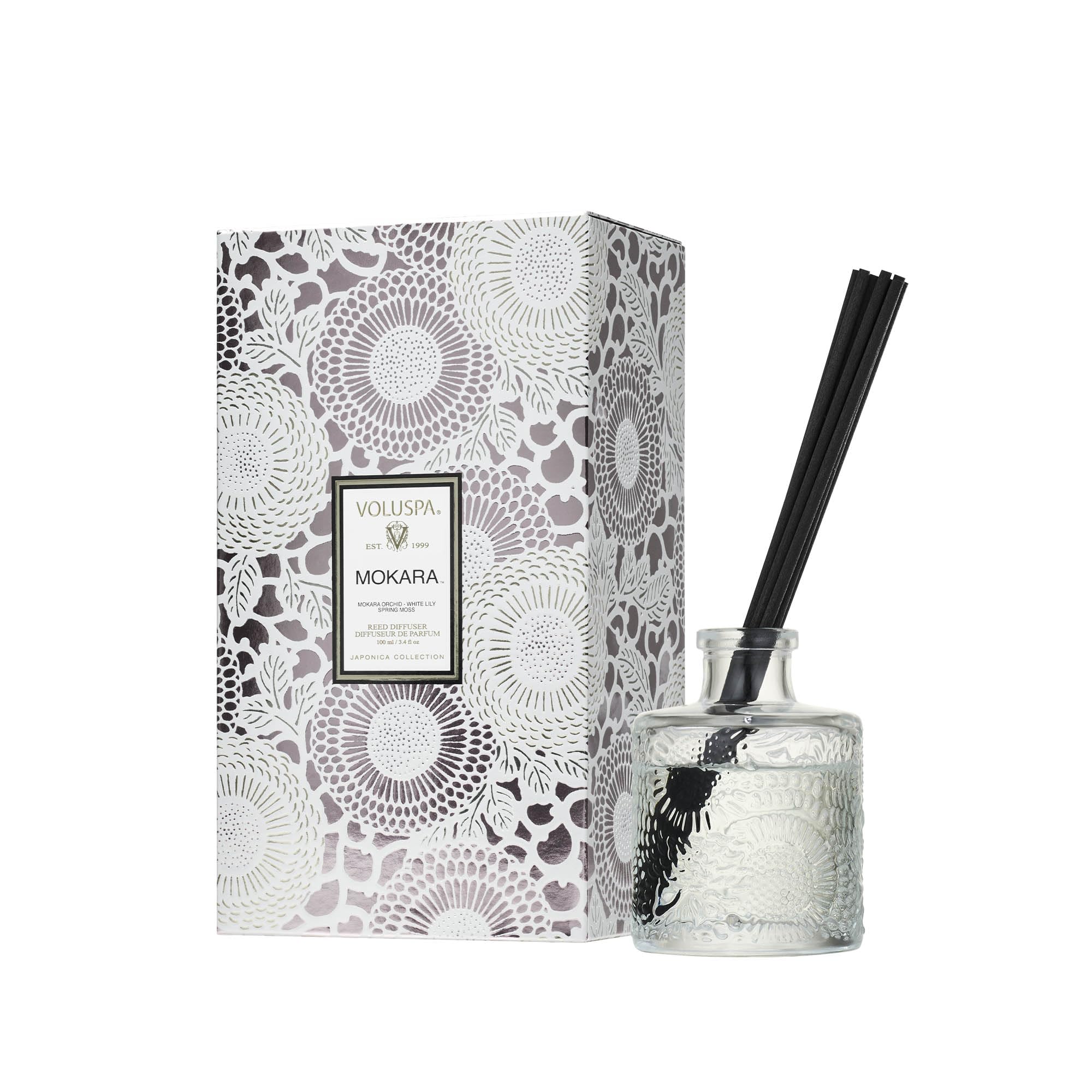 Voluspa Mokara Scented Reed Diffuser | 3.4 oz Luxury Orchid Diffuser | Handcrafted in the USA