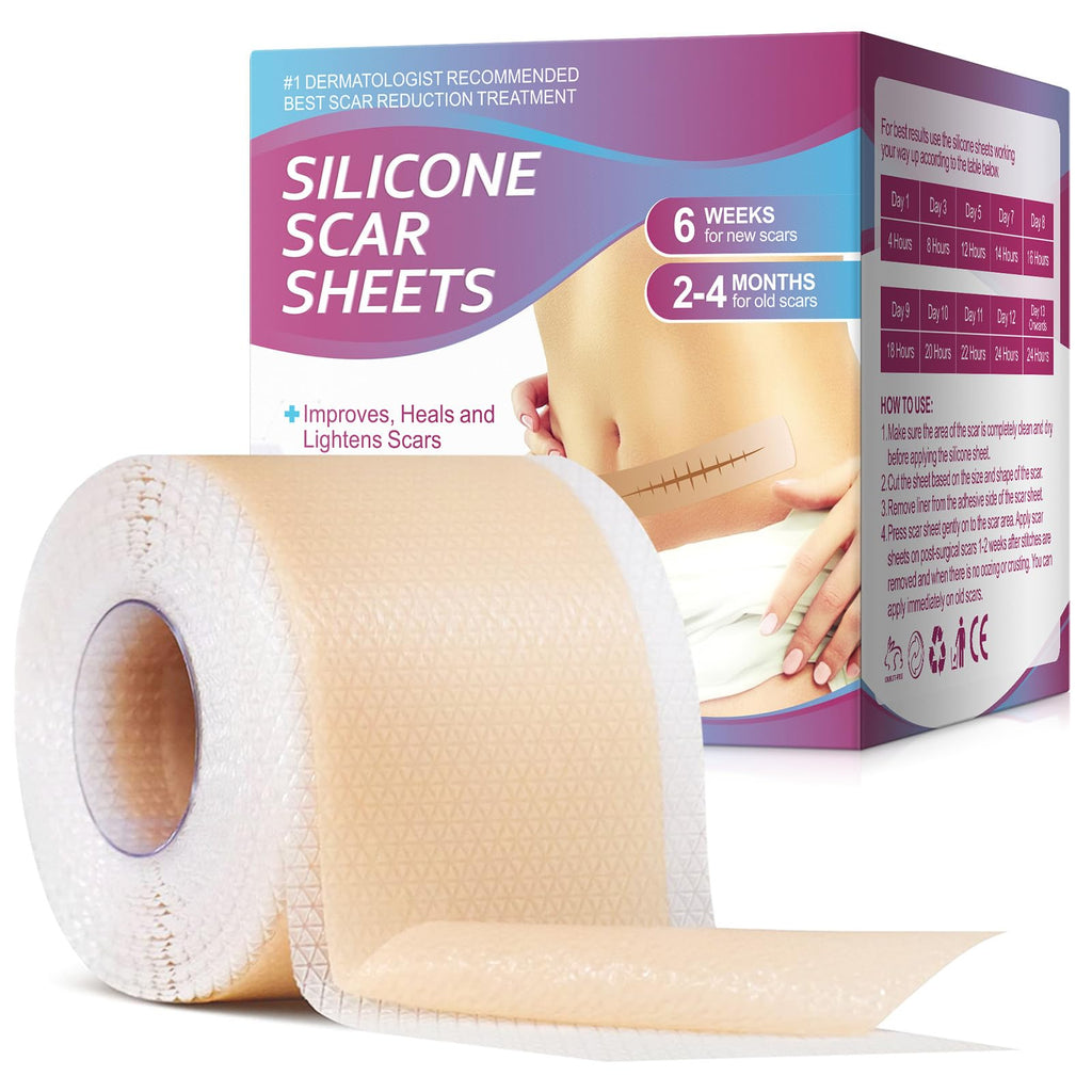 Vortexonix Silicone Scar Sheets | Medical-Grade Soft Silicone Tape (1.6” x 75” / 1.9m)