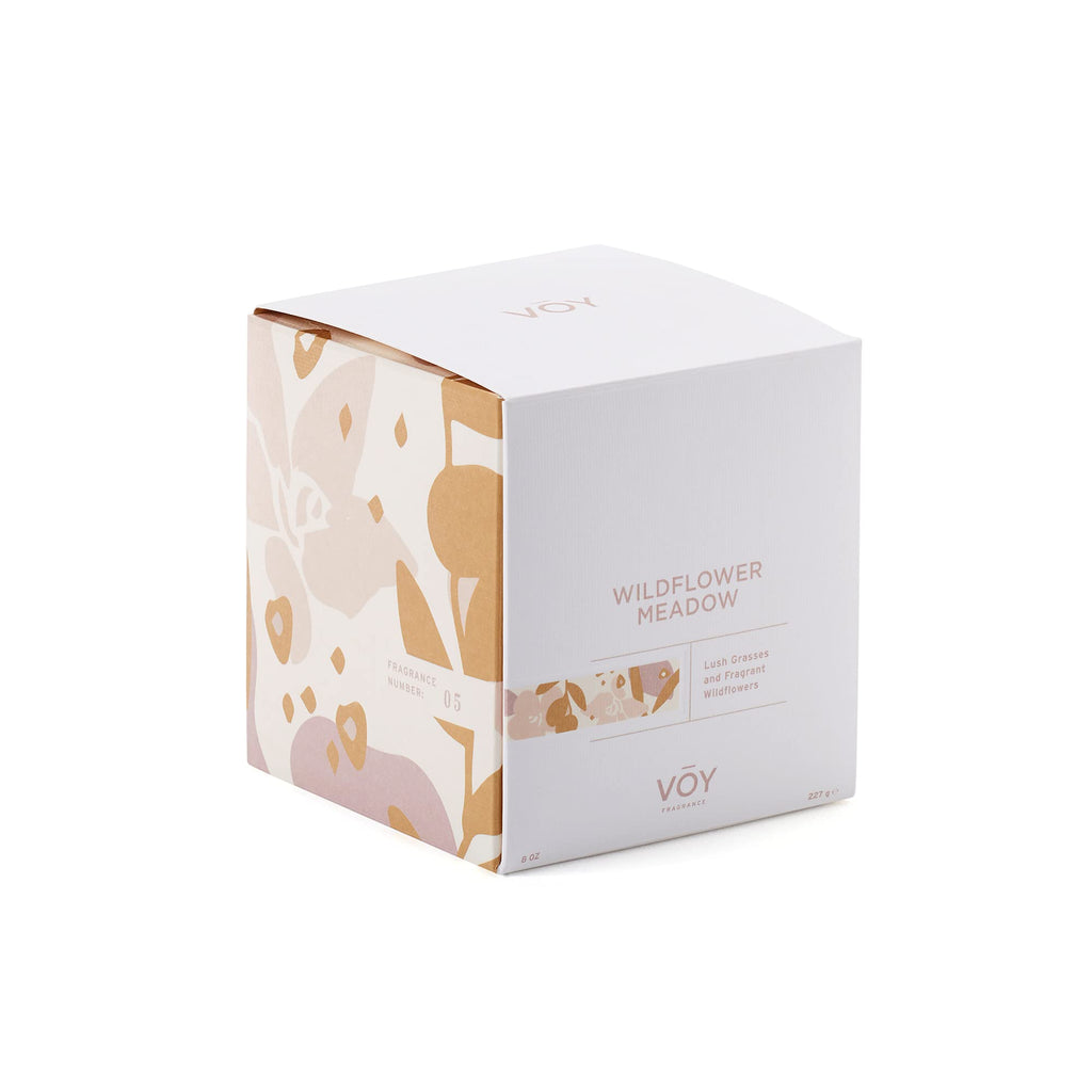 VOY Scented Candle – Floral Wildflower Meadow, 8 oz, 55-Hour Burn, Premium Soy, Gift Packaging