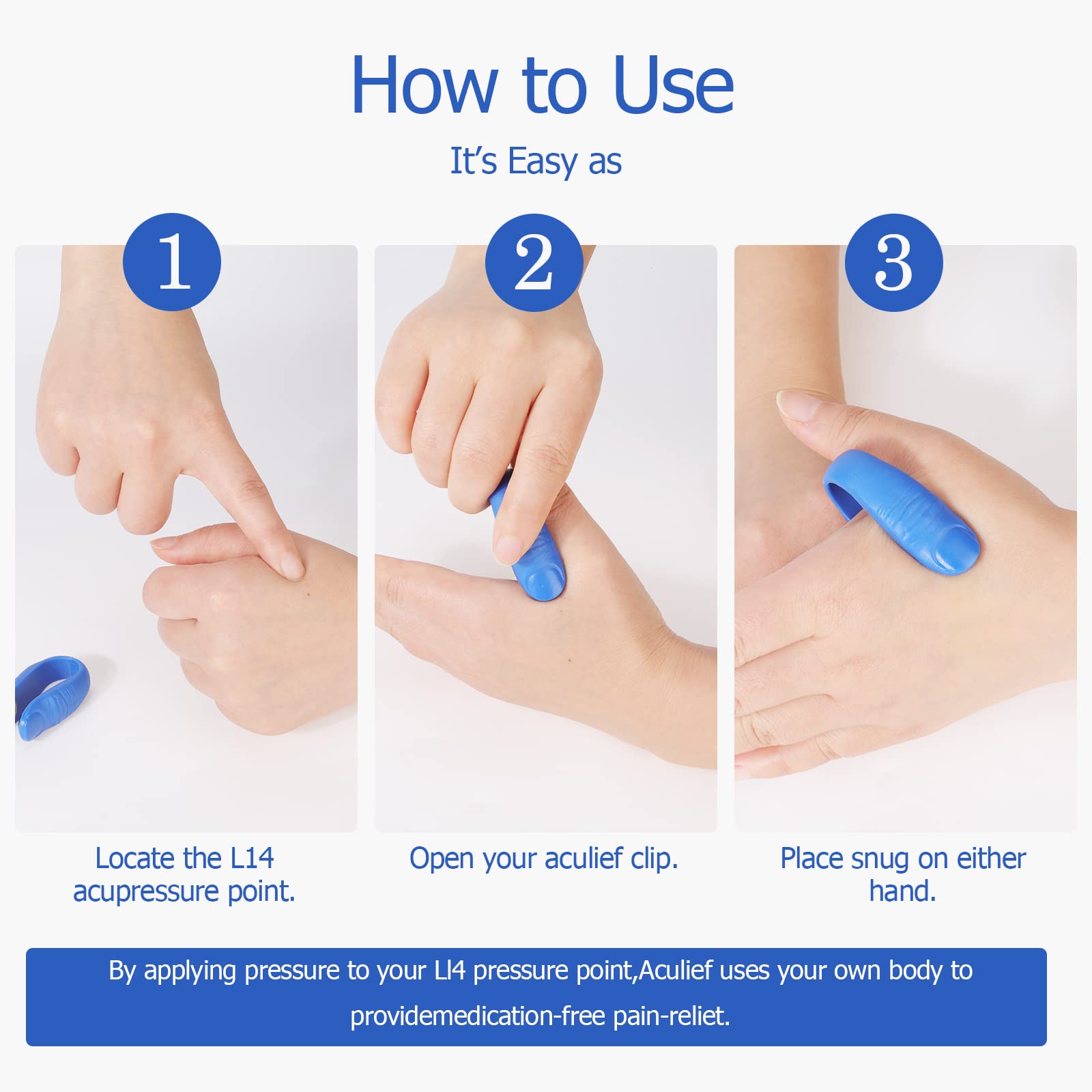 Vspek 8 Pcs Acupressure Hand Clips for Migraine Relief