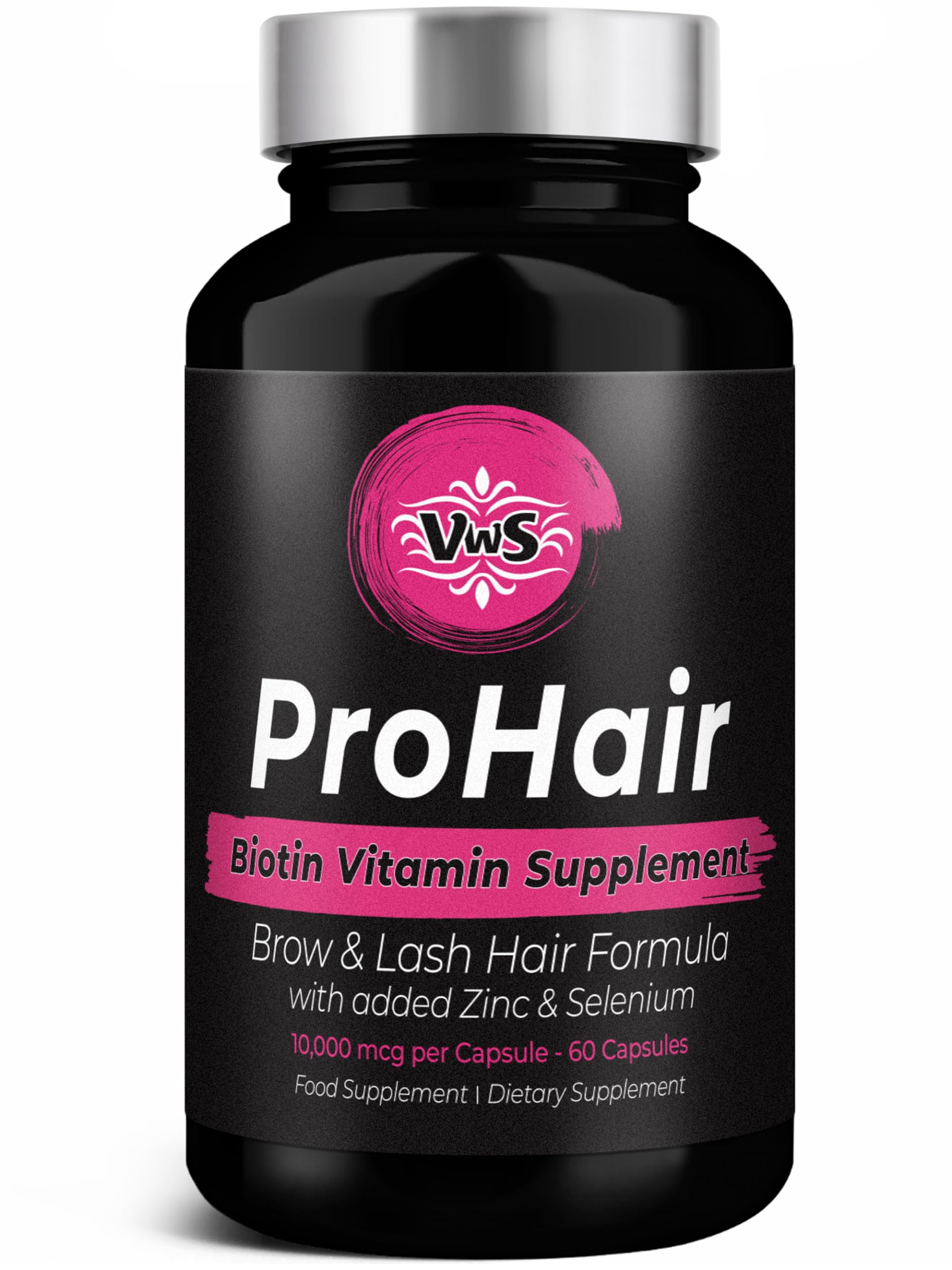 VWS Biotin 10,000 mcg with Zinc & Selenium – Hair, Nails & Skin (60 Vegan Capsules)