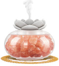 Essential Oil Diffuser with Himalayan Salt Lamp – Vyaime Pink Crystal Lotus LED Night Light (V1103) with Auto Shut-Off