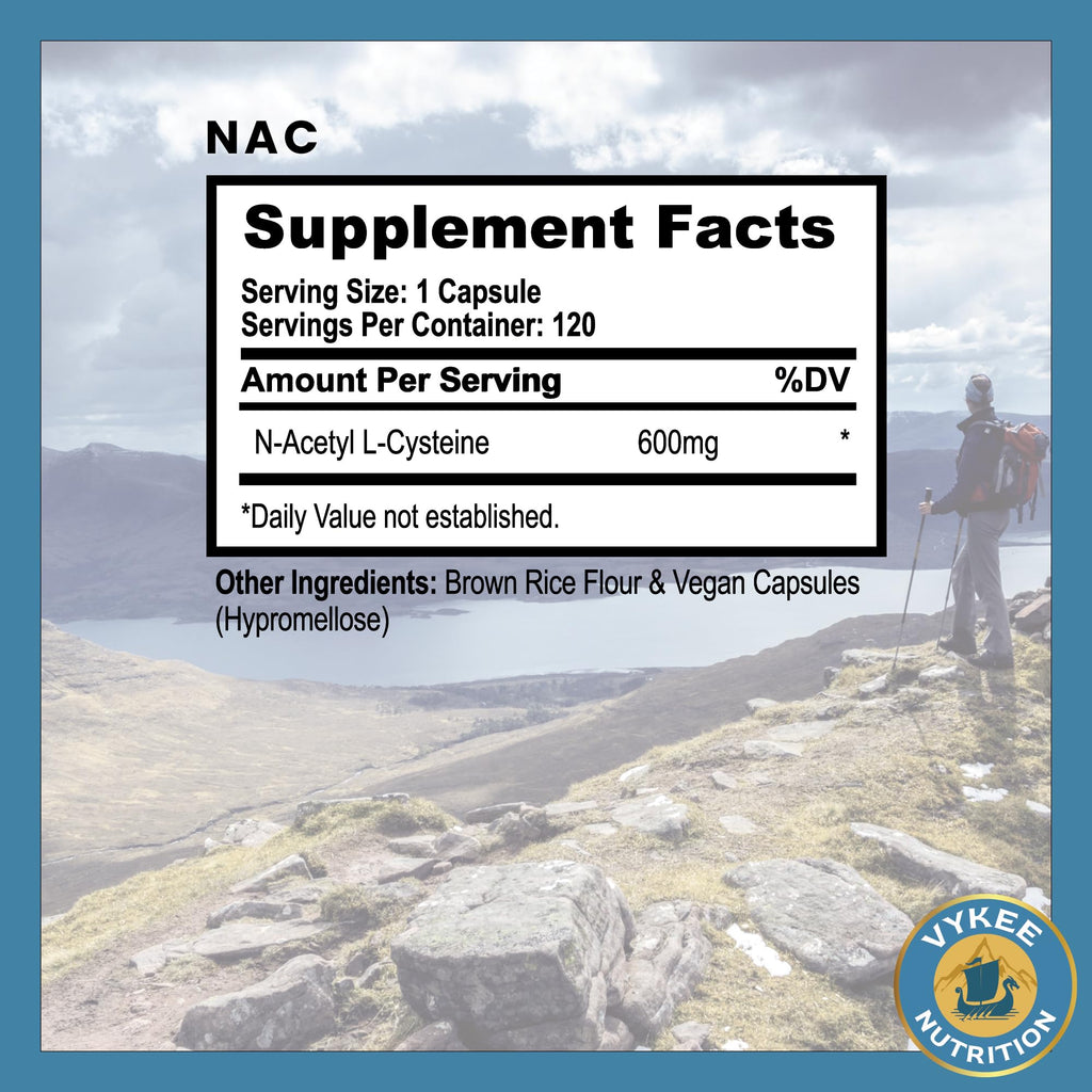 Vykee NAC Capsules – 600mg N-Acetyl L-Cysteine | Vegan, Non-GMO | Liver Health & Immunity | 120 Capsules