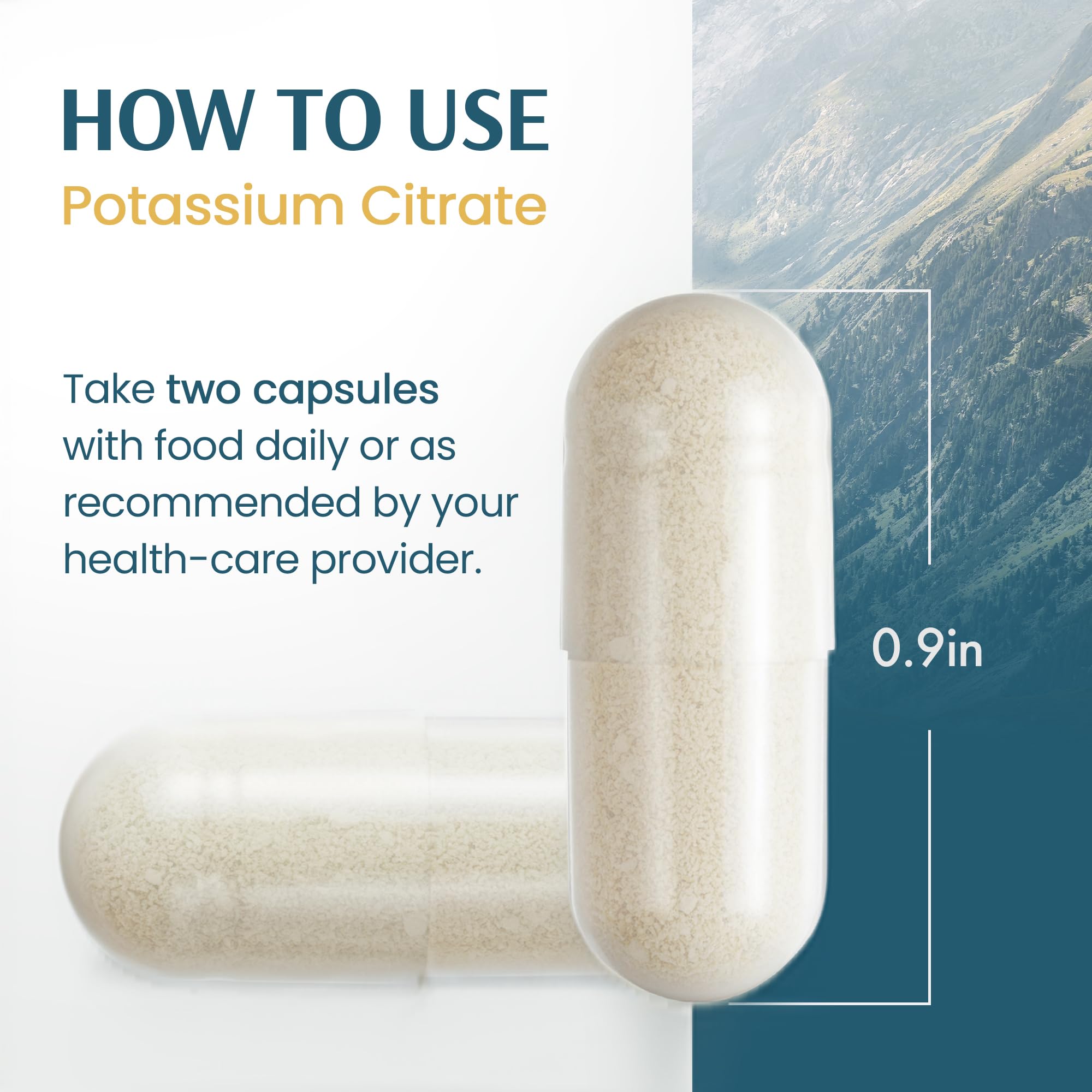Vykee Nutrition Potassium Citrate Capsules - 500 mg, 120 Count | Vegan, Non-GMO, Gluten Free