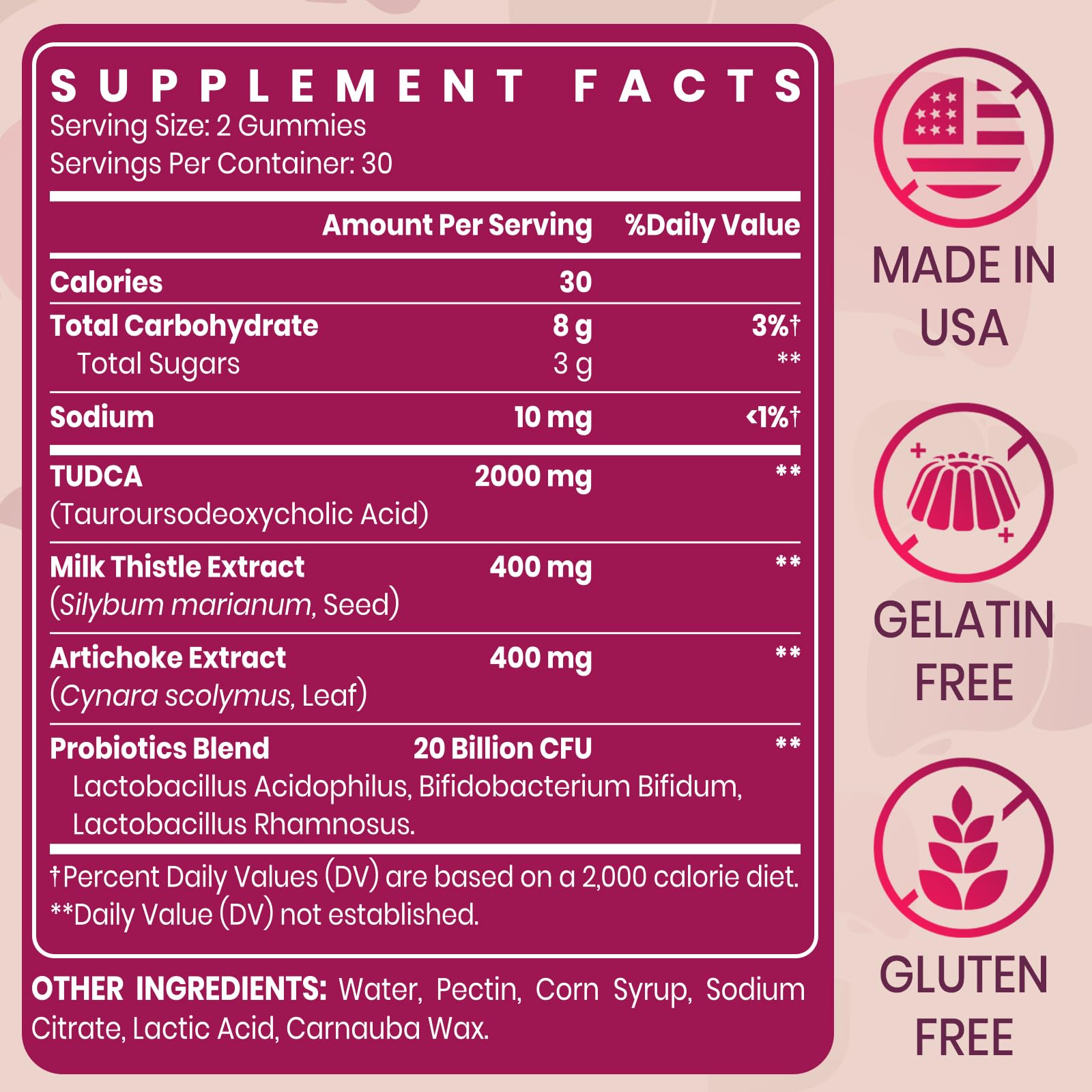 Vylarithonixa Premium TUDCA Gummy Supplement 2000mg - Vegan, 60 Servings