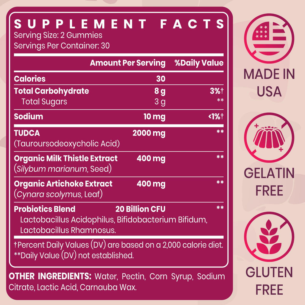 Vylarithonixa Premium TUDCA Gummy Supplement 2000mg - Vegan, 60 Servings